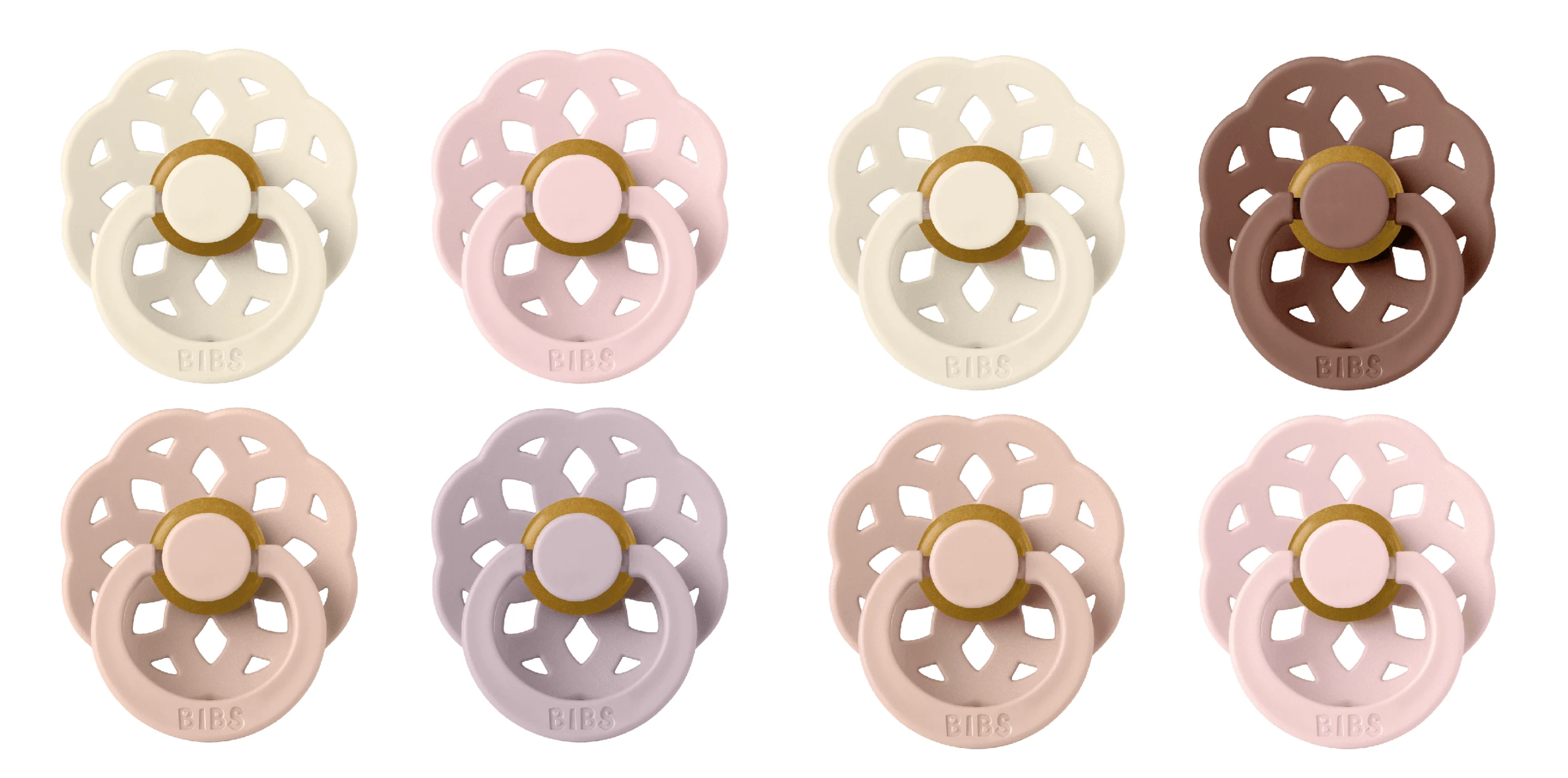 BIBS - Pacifier Boheme 4 PACK - Dusky Lilac & Blush Mix - Size 2 - Bundle v:7194037