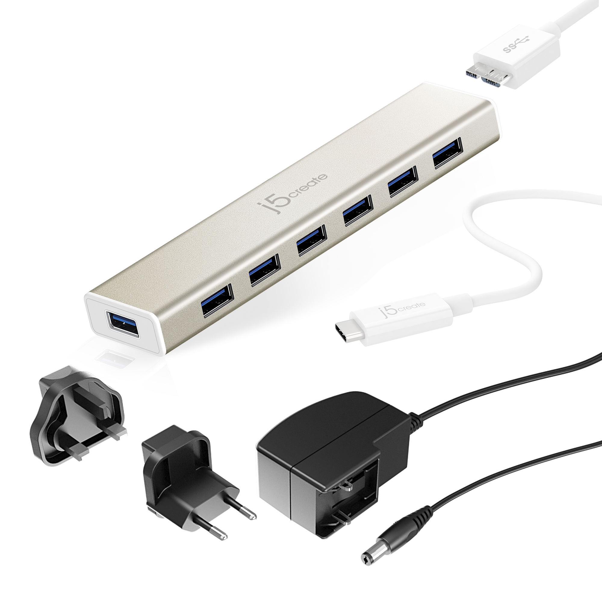 J5create – USB-C 7-Port Hub – EU/UK – Gratis frakt v:1679572
