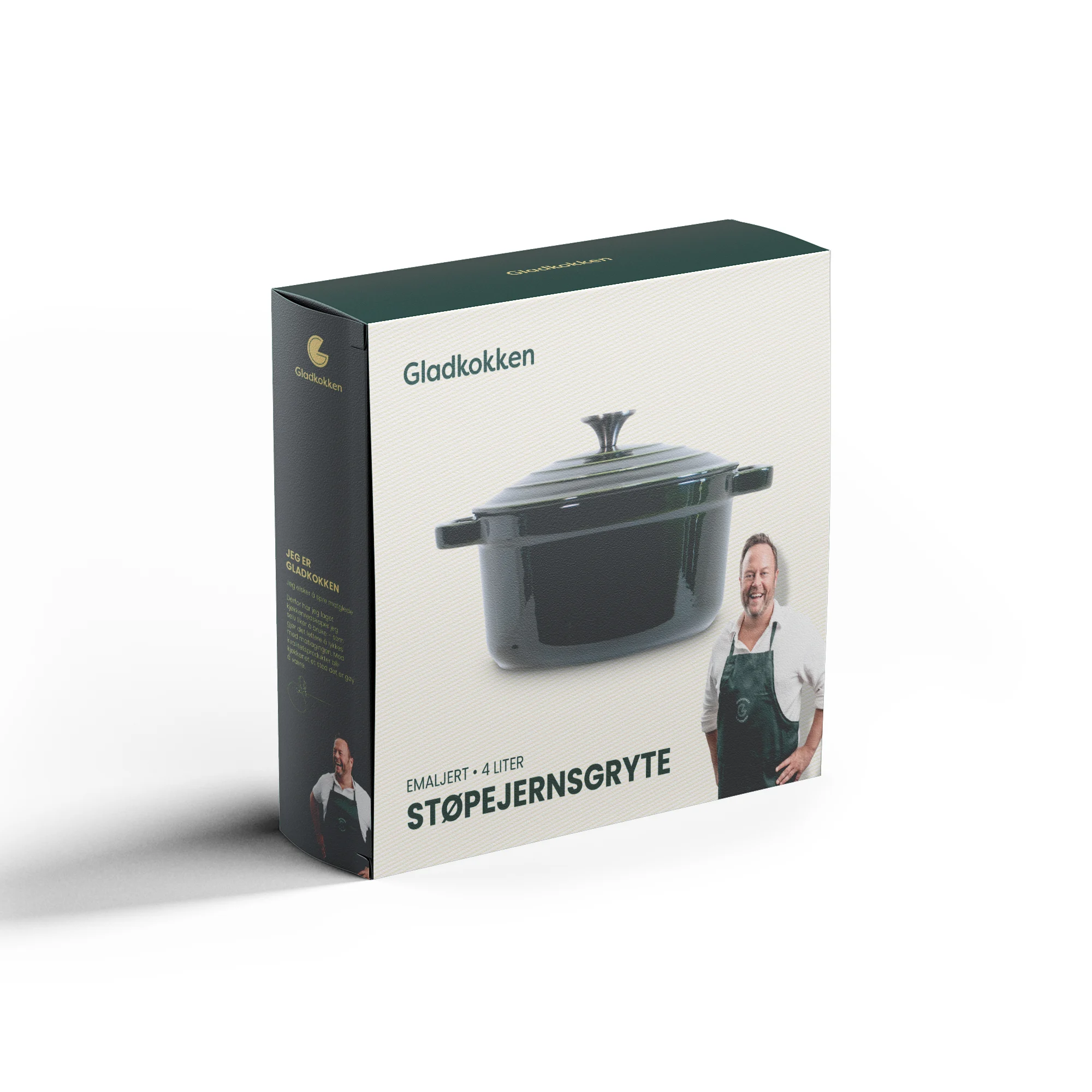 Gladkokken – Støpejernsgryte med lokk – Deep bottle green – Ø24 cm – Gratis frakt v:7662686