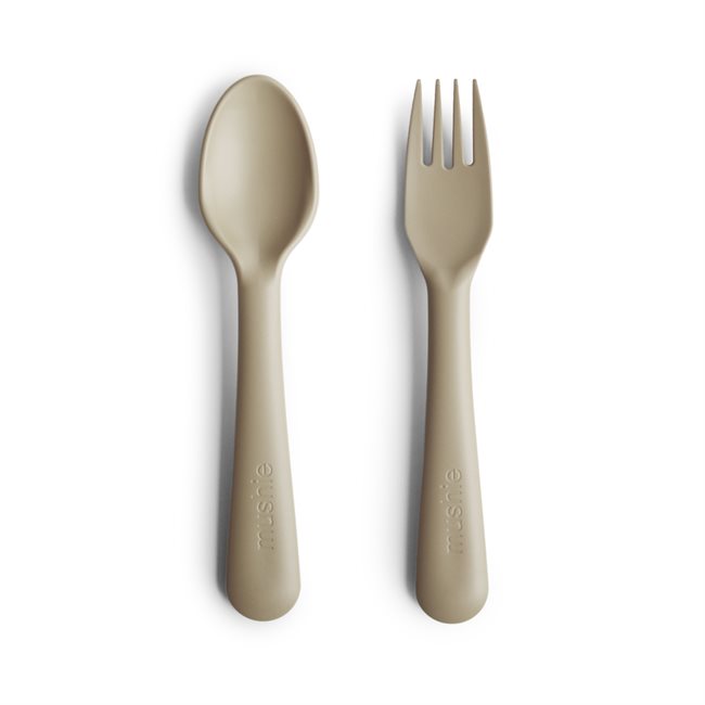 Mushie - Fork & Spoon - Vanilla - 15.5 cm (6 inches) v:5105027