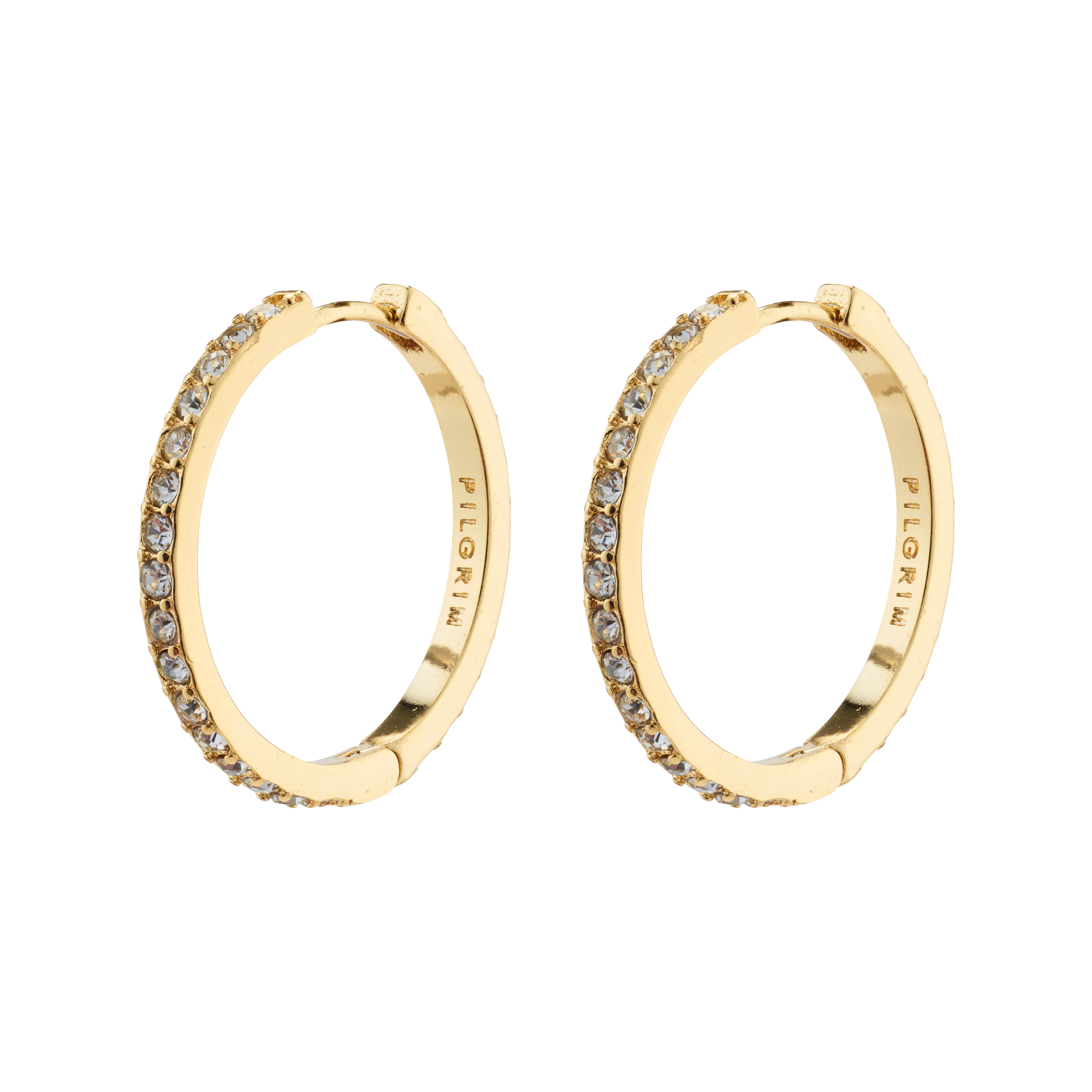 PILGRIM - EBNA Large Crystal Hoops - Gold Plated - 22 mm v:2986302