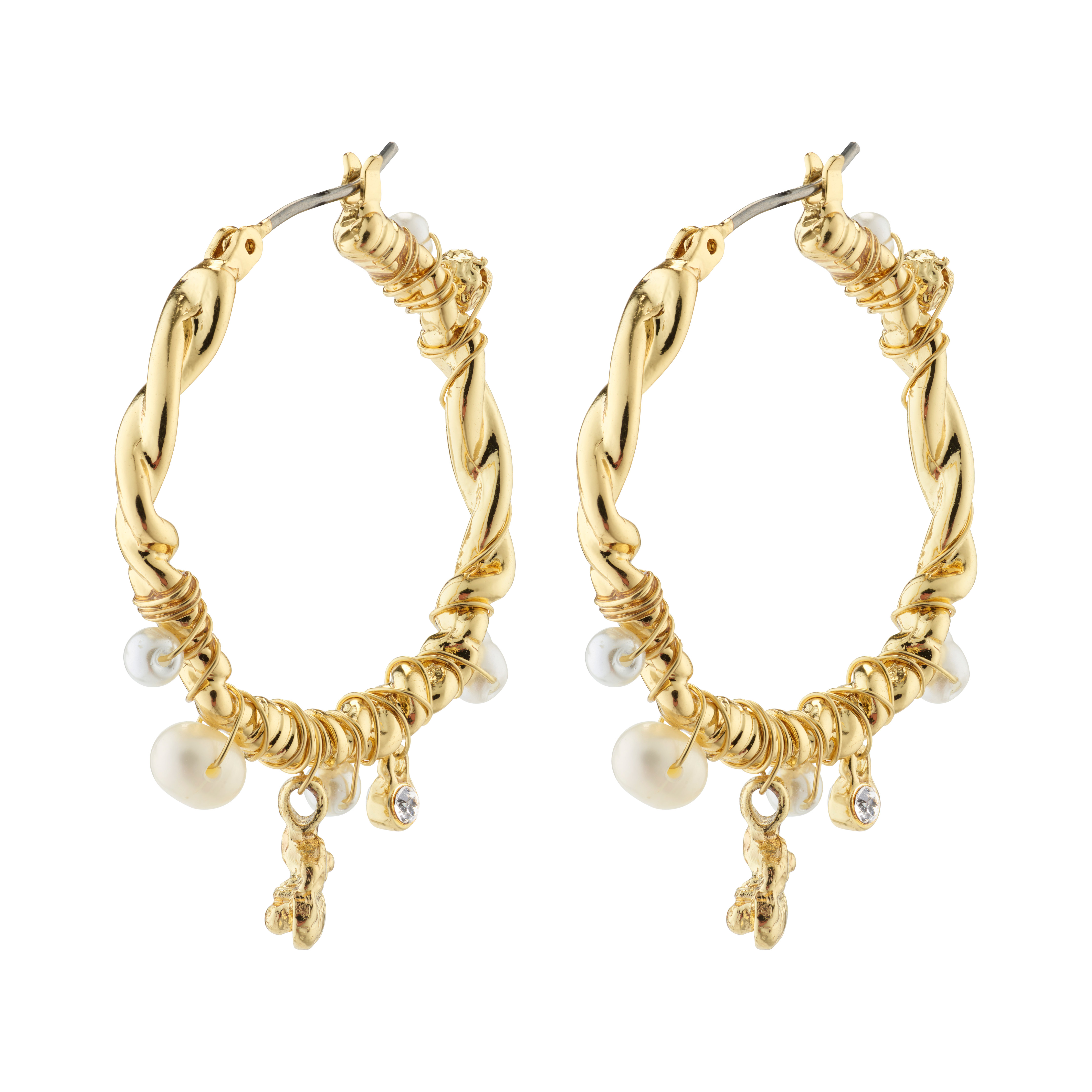 PILGRIM – ANA Pearl & Crystal Hoops – Gold-Plated – 32 mm v:4101798