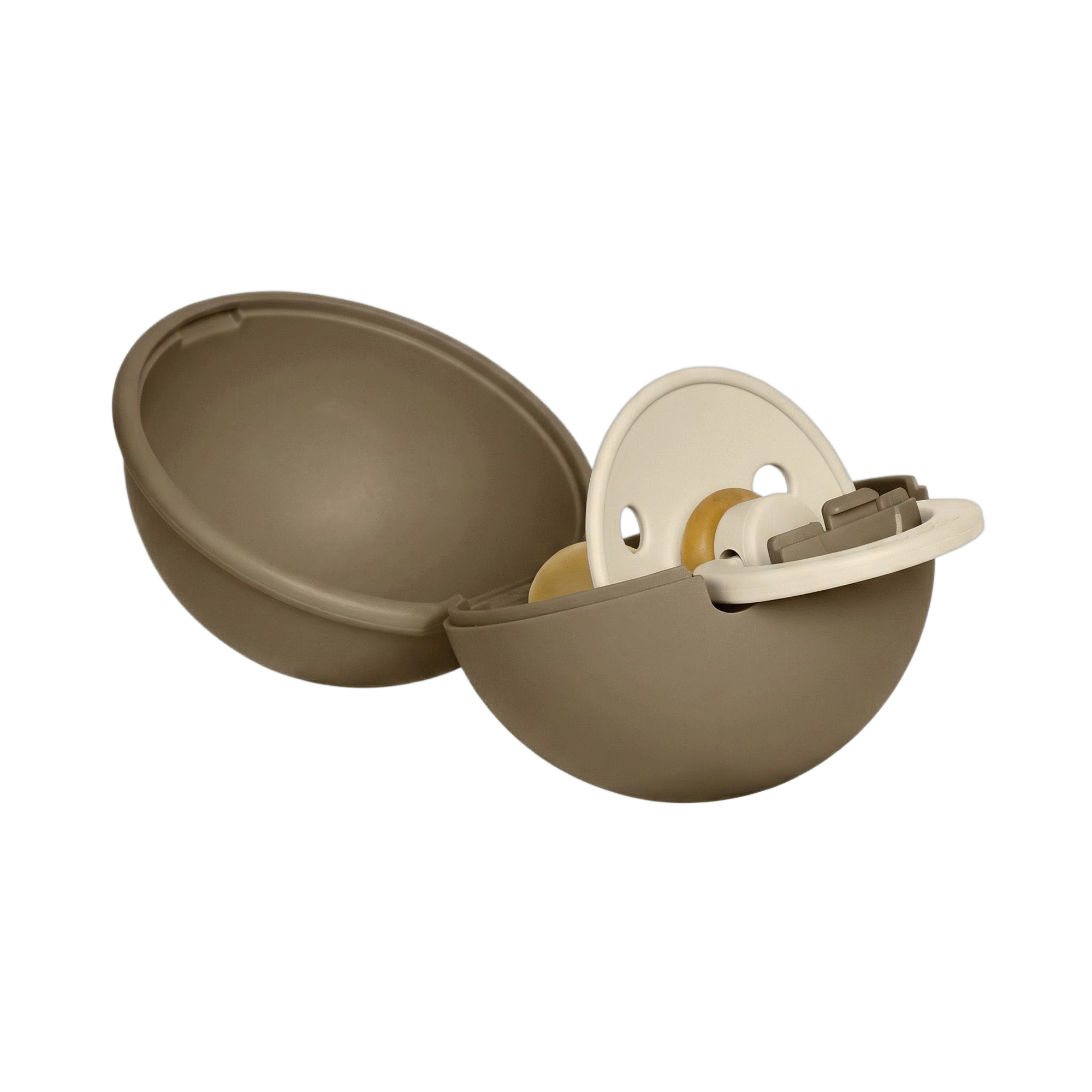 BIBS - Colour Pacifier Round Latex & Pacifier Case Mini - Vanilla / Dark Oak - Size 2 v:2925862