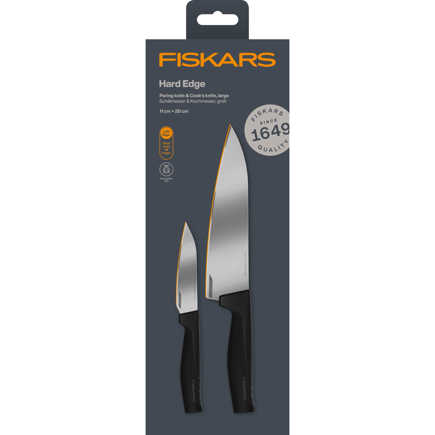 Fiskars – Hard Edge Knivsett – Kokkekniv 20 cm + Grønnsakskniv 11 cm v:8954913 Fiskars – Hard Edge Knivsett – Kokkekniv 20 cm + Grønnsakskniv 11 cm v:8954913