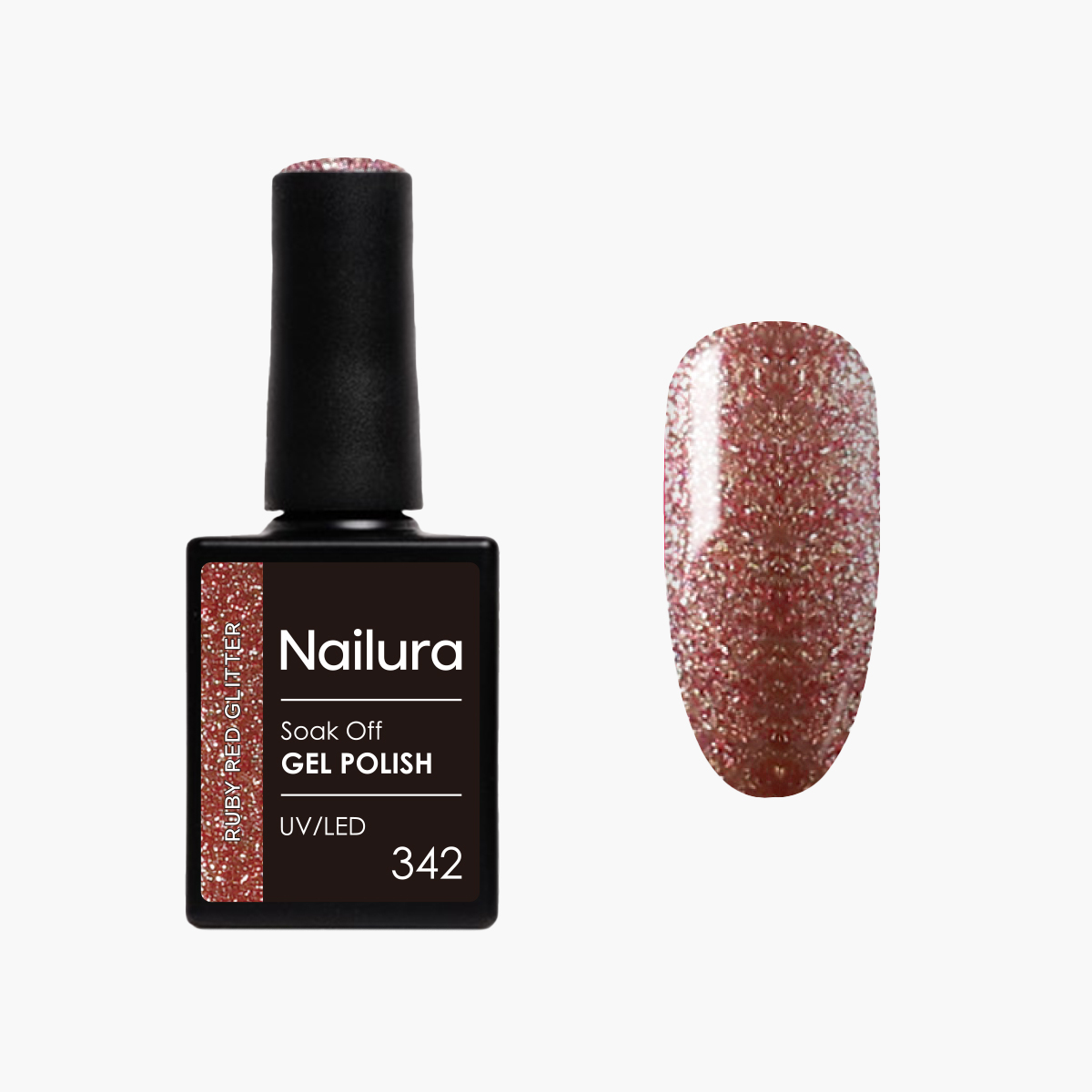 Nailura - Gel Polish 342 - Ruby Red Glitter - 10 ml - Ruby Red Glitter v:1910446