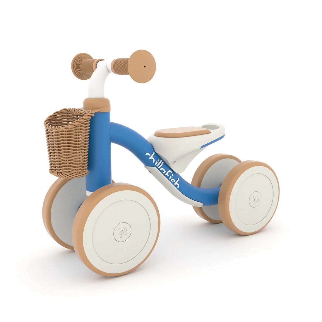 CHILLAFISH – Cruzi 4-wheel first ride-on with woven basket, comfy seat and silent anti-skid wheels (CPQR02BLU) v:6707419
