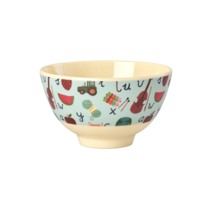 Rice – Melamine Bowl with Blue ABC Print – Blue – Small – 300 ml v:6200010