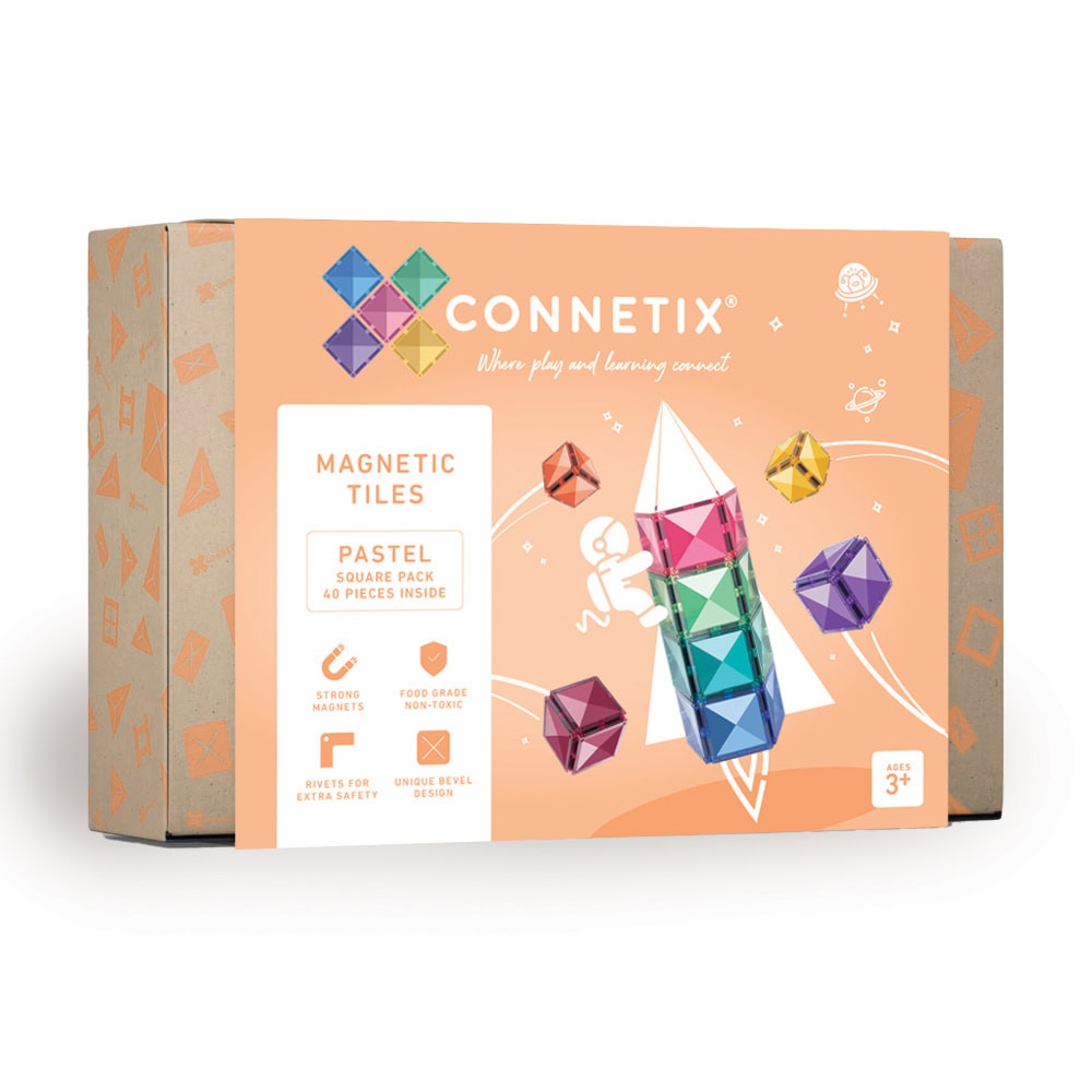 Connetix – Pastel Square Pack 40 Pieces (CT-P-00040-SQ) – Gratis frakt v:4231533