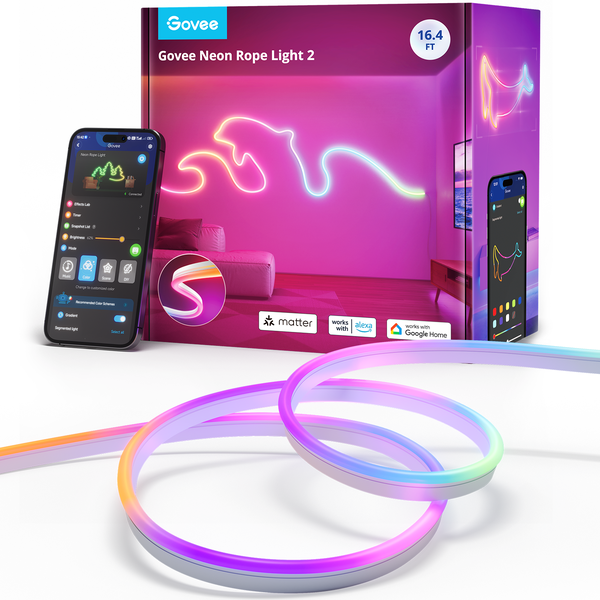 Govee Neon Rope Light 2 – 5m Smart RGBIC LED Lysstripe – Gratis frakt v:8608381