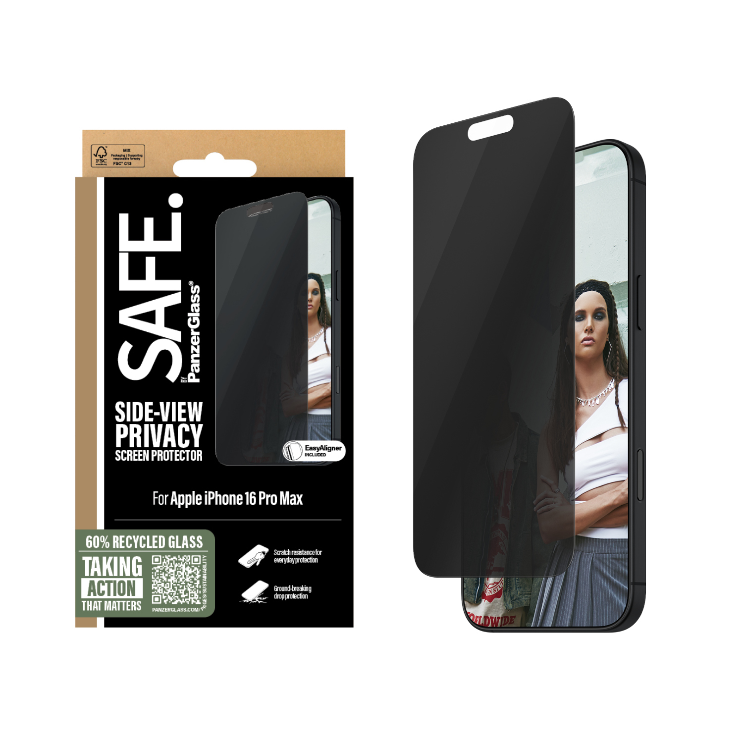 PanzerGlass - SAFE - Screen Protection Privacy - iPhone 16 Pro Max - Ultra Wide Fit v:9171535