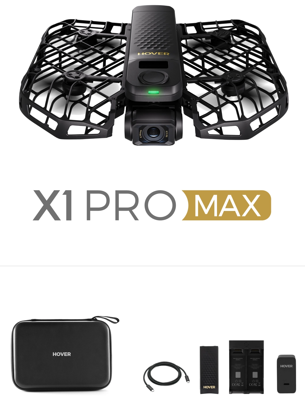 HOVERAir – X1 ProMax Retail Combo Drone – Black – Gratis frakt v:9963757