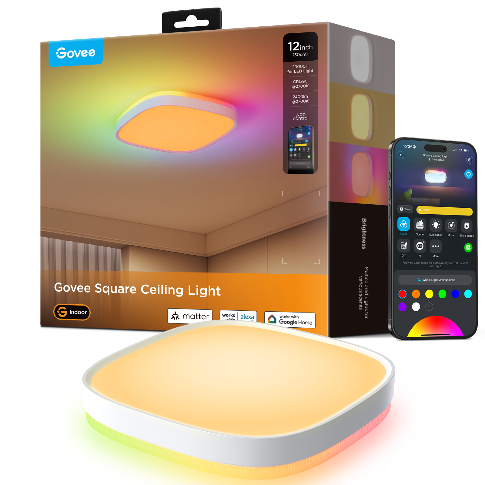 Govee Square Smart Taklampe 12 tommer – Gratis frakt v:8292532 Govee Square Smart Taklampe 12 tommer – Gratis frakt v:8292532