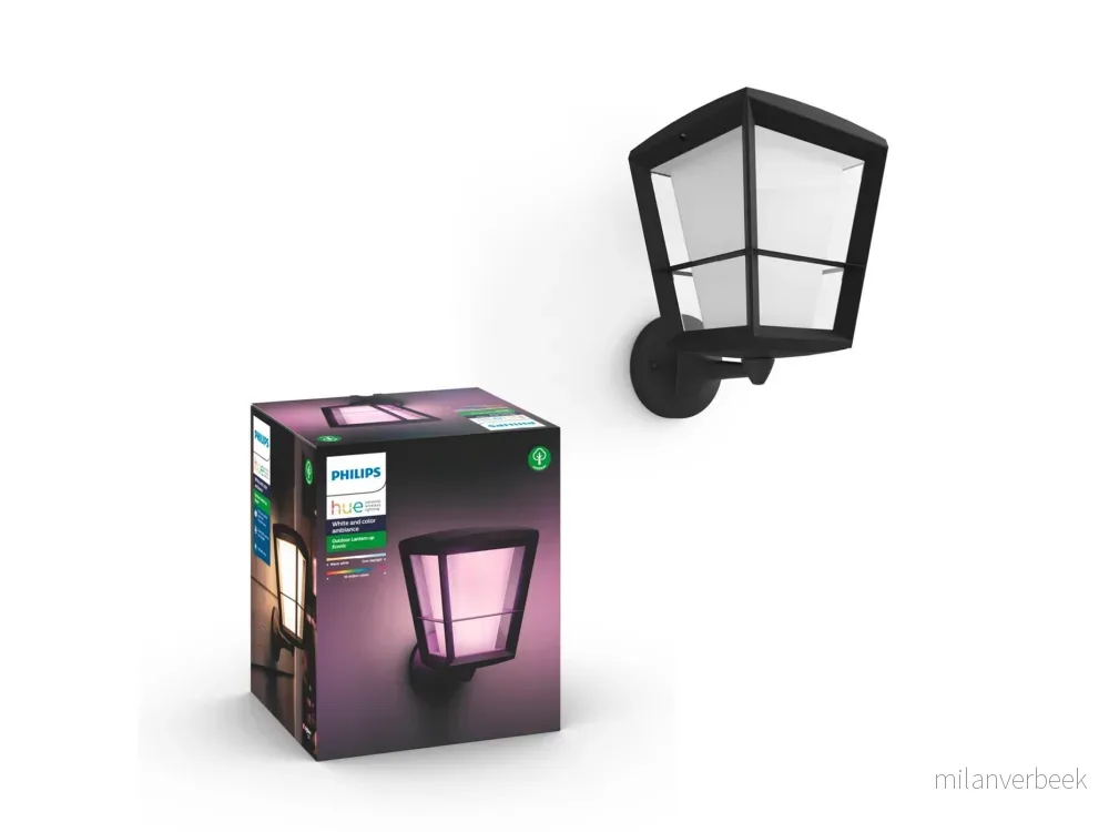 Philips Hue Econic Up Wall Lantern – White & Color Ambiance – 2-Pack Bundle – Black - Gratis frakt v:8913268