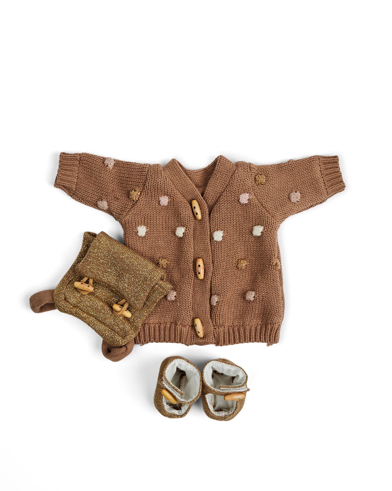 Smallstuff - Dukketøj, strikket poncho/ sko og ryggsekk - (40010-47) v:1277965