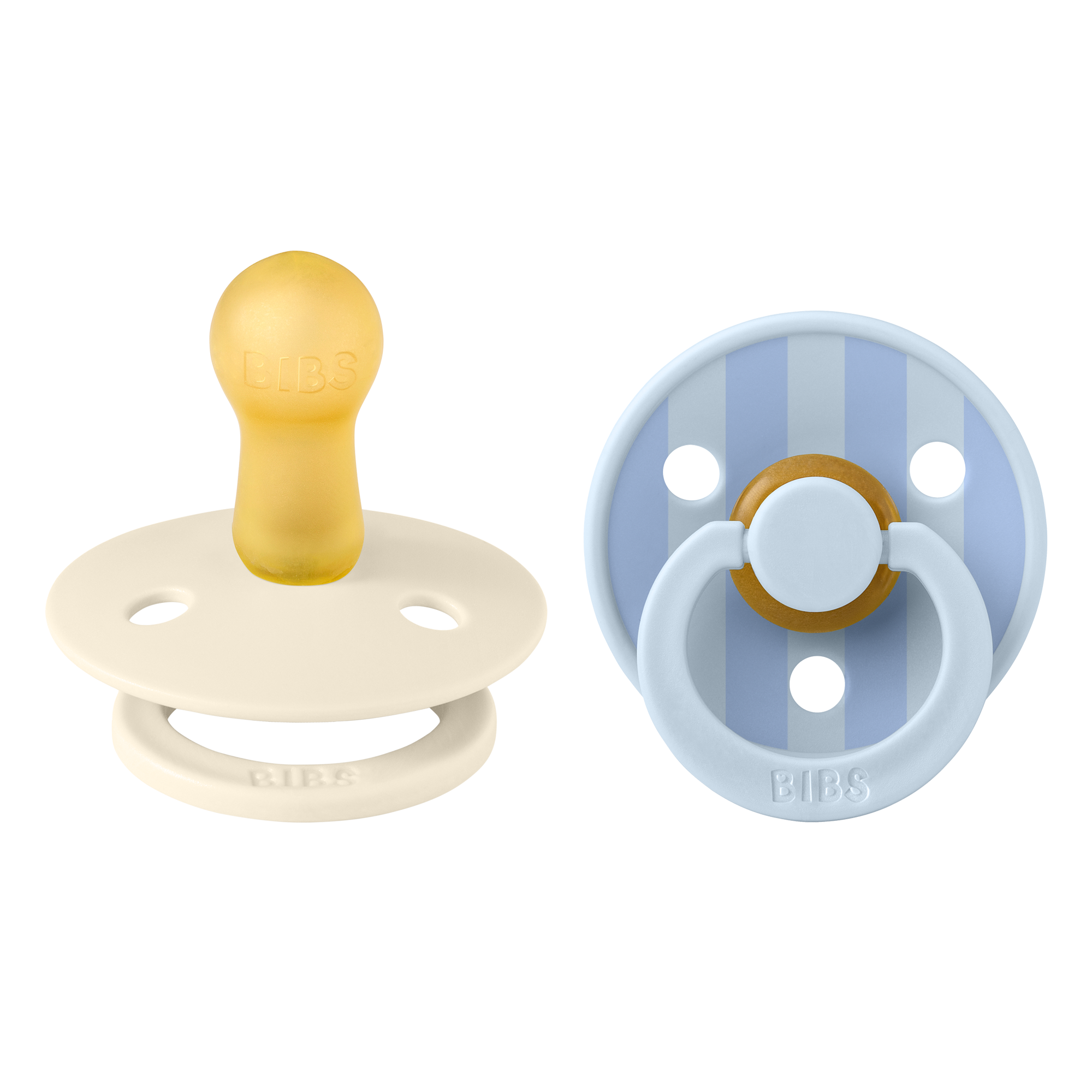 BIBS - Pacifier Studio Colour 2 PACK Block Latex - Baby Blue / Dusty Blue - Size 2 v:2607672