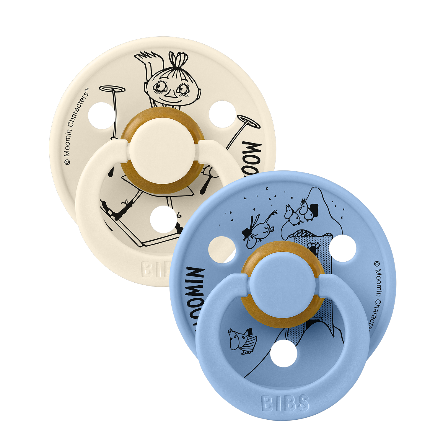 BIBS – BIBS x Moomins Pacifier Colour Mymble 2 PACK – Ivory/Sky Blue – Size 2 v:1464659