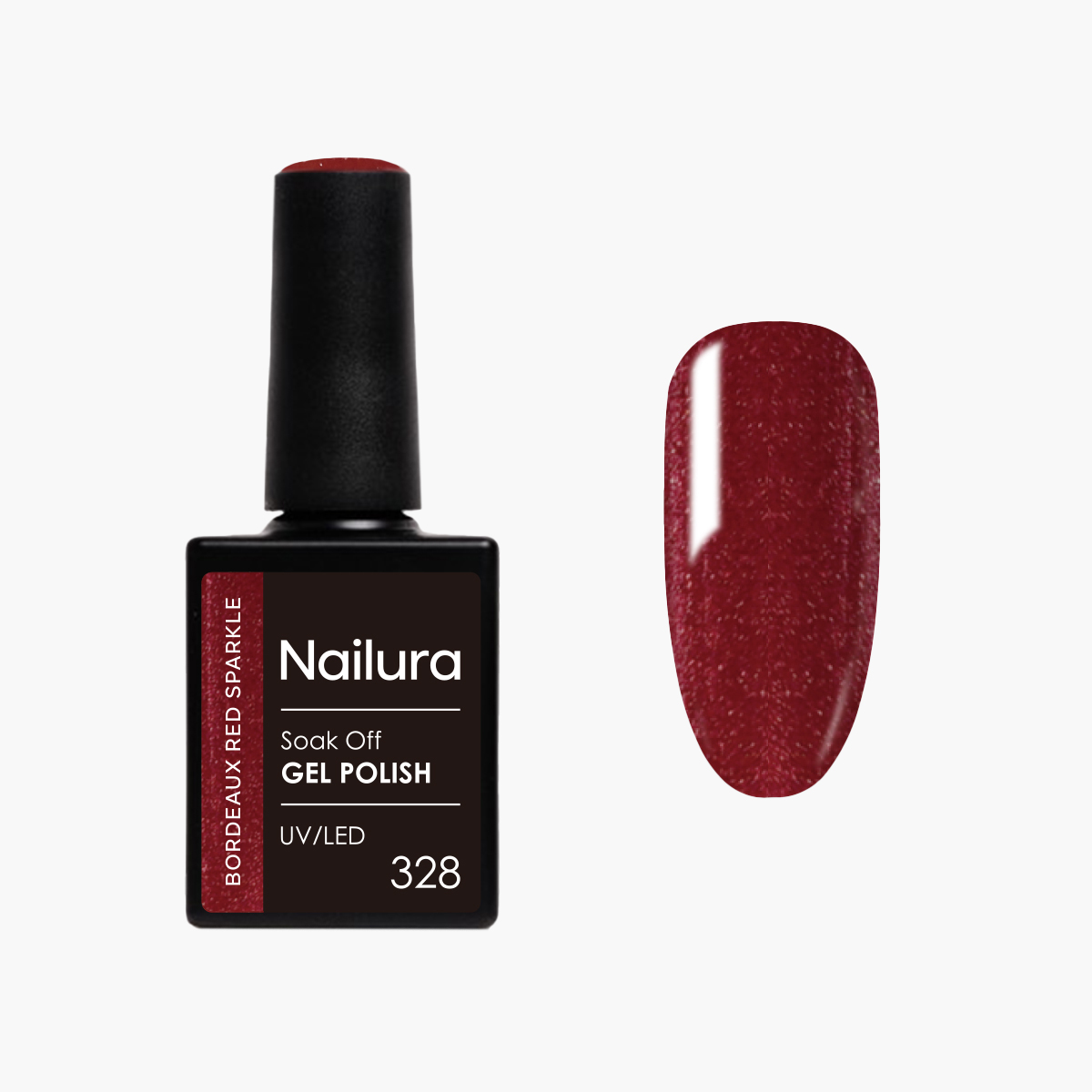 Nailura - Gel Polish 328 - Bordeaux Red Sparkle - 10 ml - Bordeaux Red Sparkle v:2084019