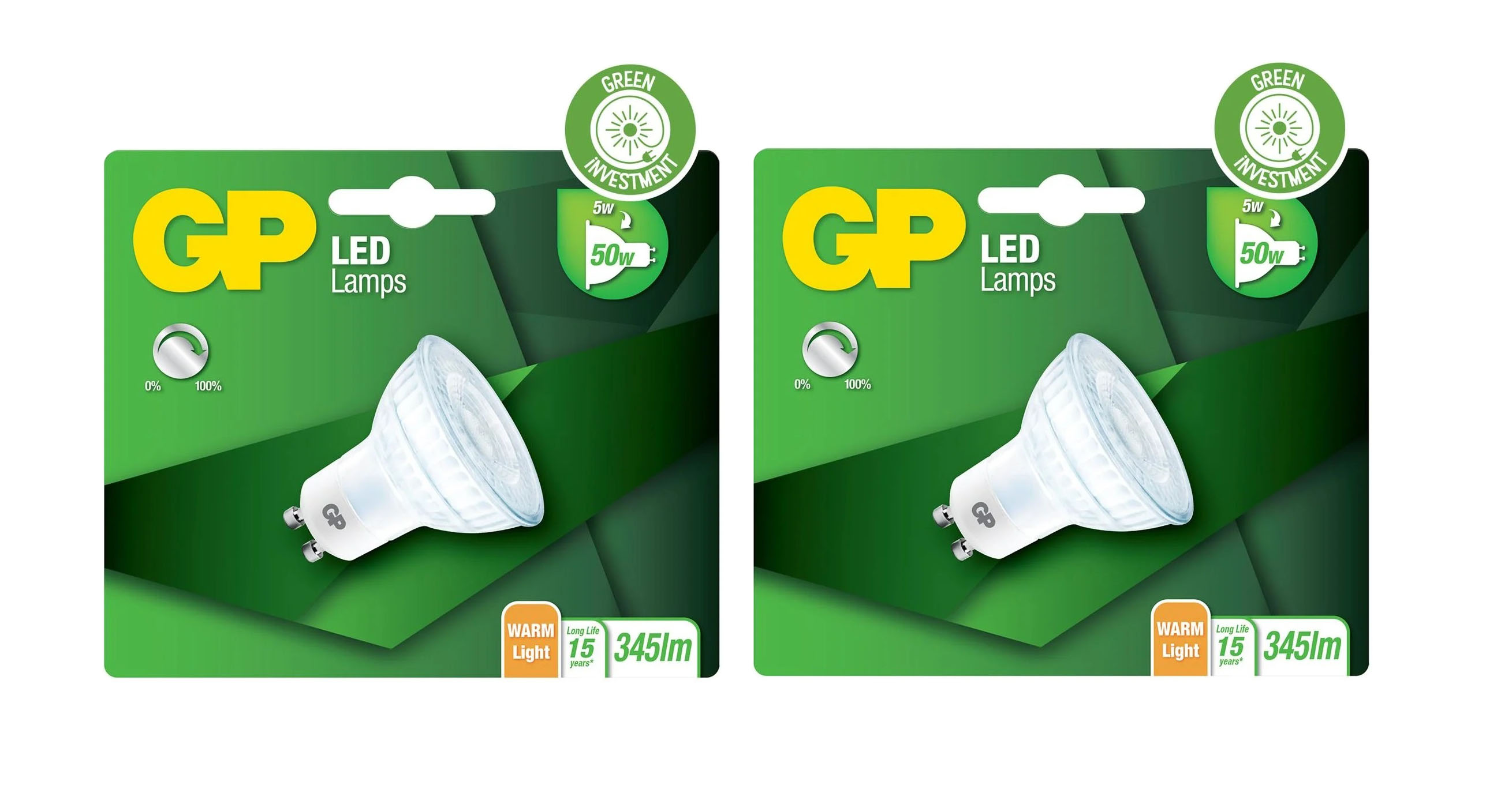 GP - LED Lamp, GU10, DIM, 5W (50W), 345lm I Bundle (2 Pcs) v:1147847