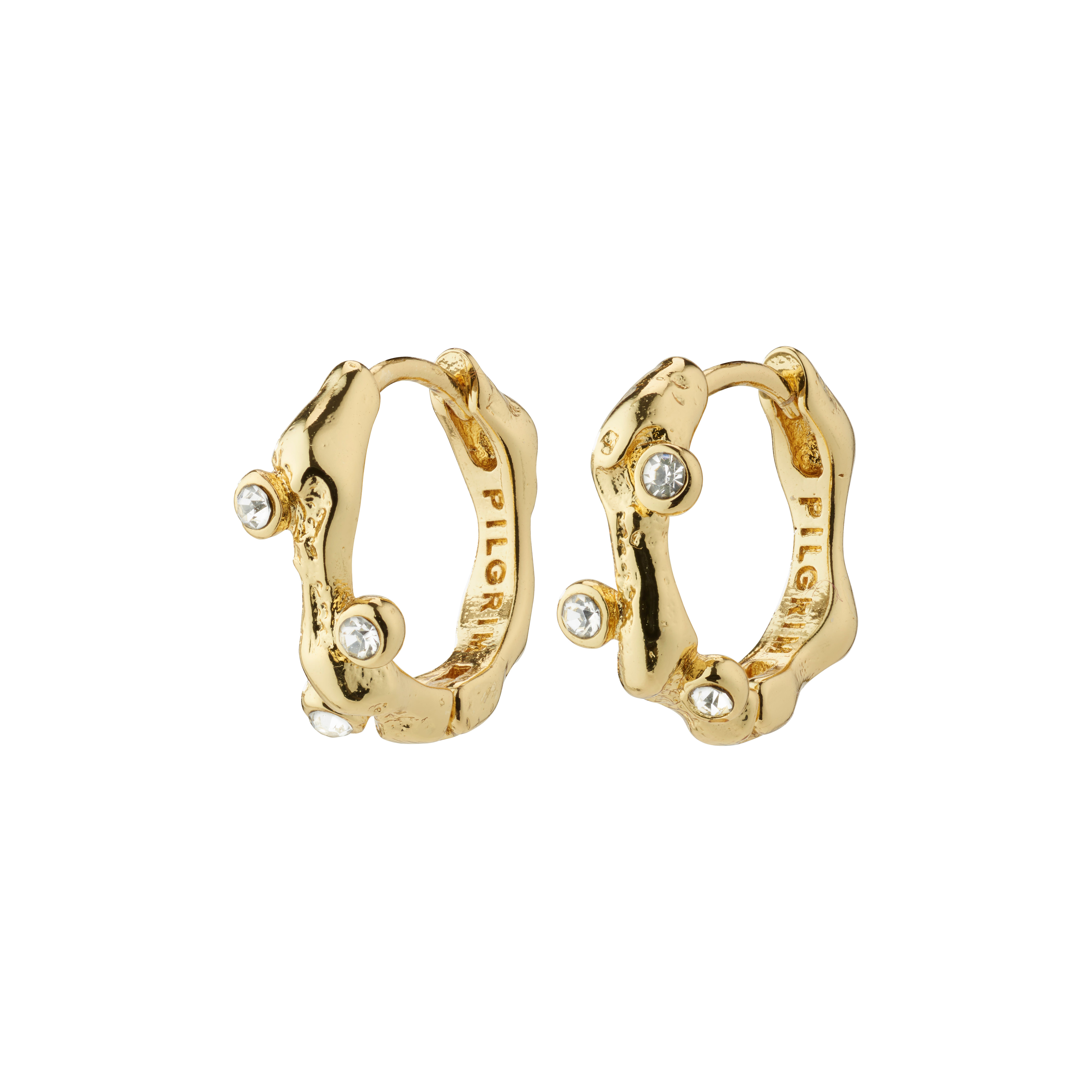 PILGRIM - HERMIONE crystal hoop earrings - Gold Plated - 13 mm v:6238624