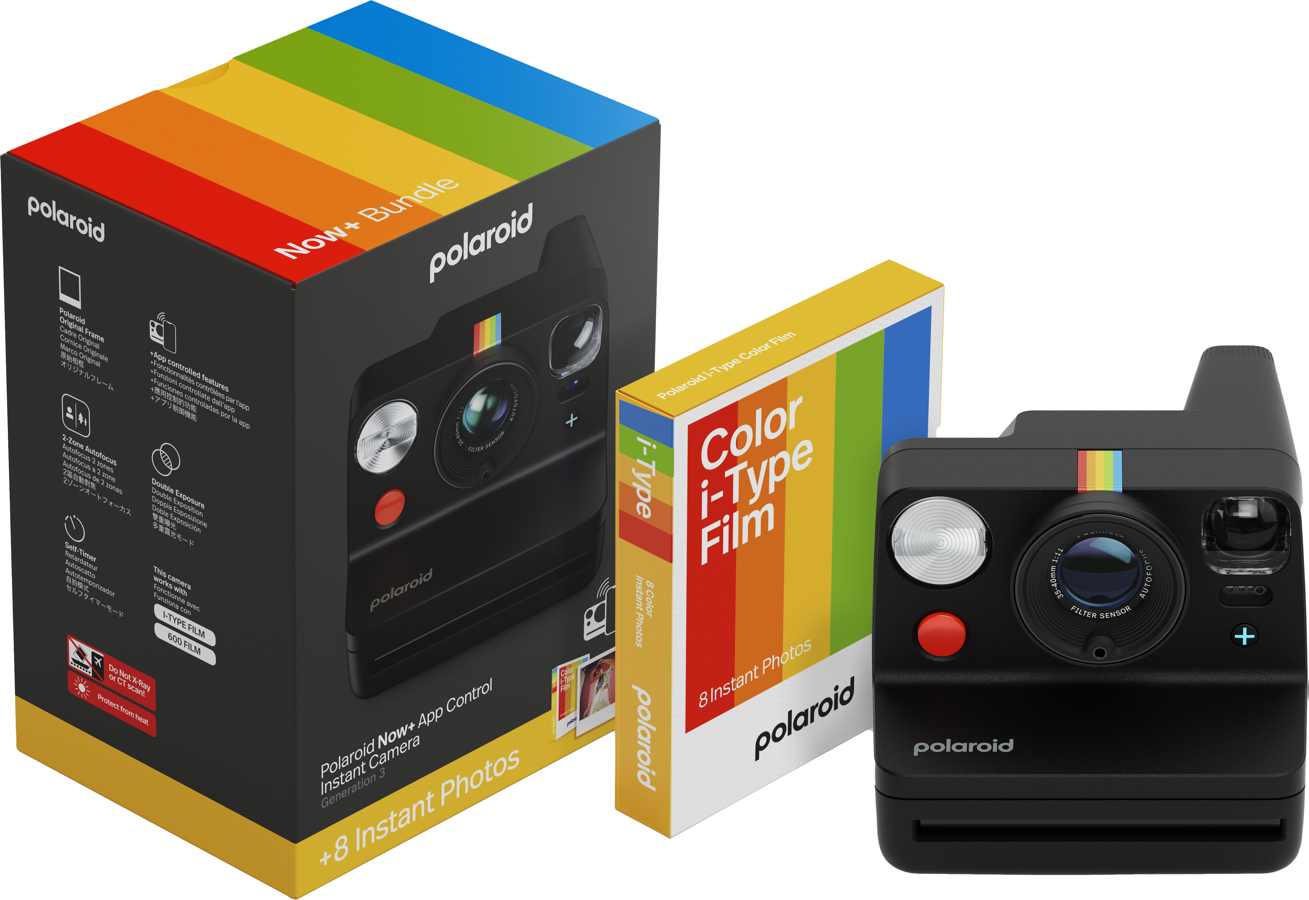 Polaroid - Now+ Gen 3 Black - bundle with Color Film (8 photos) - Gratis frakt v:8052524