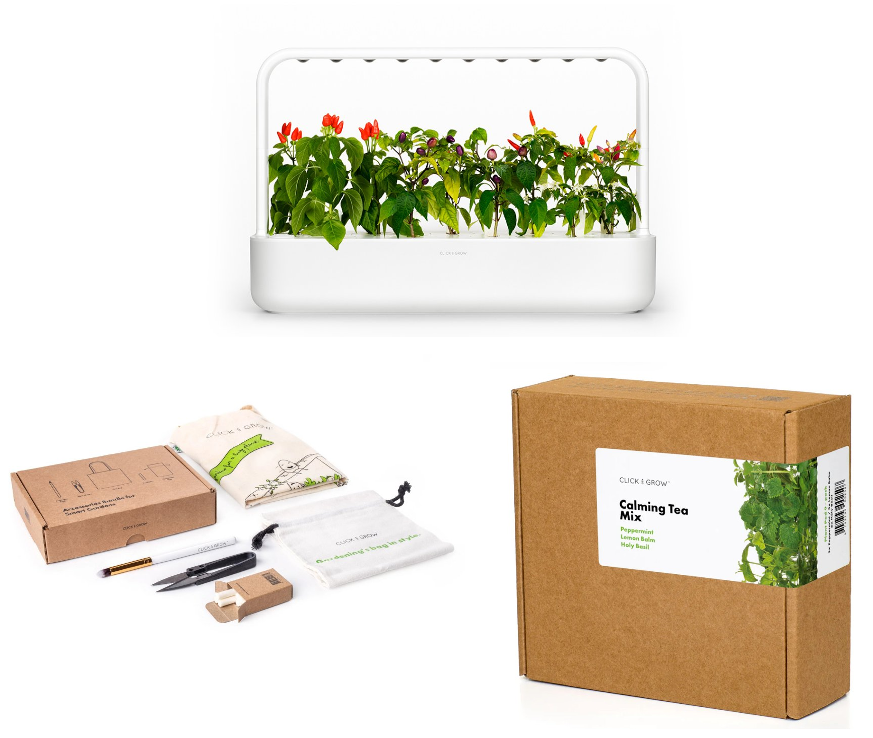 Click And Grow - Smart Garden 9 Starter Kit + Calming Tea Mix + Gardening Accessories Kit – Bundle - Gratis frakt v:4818593