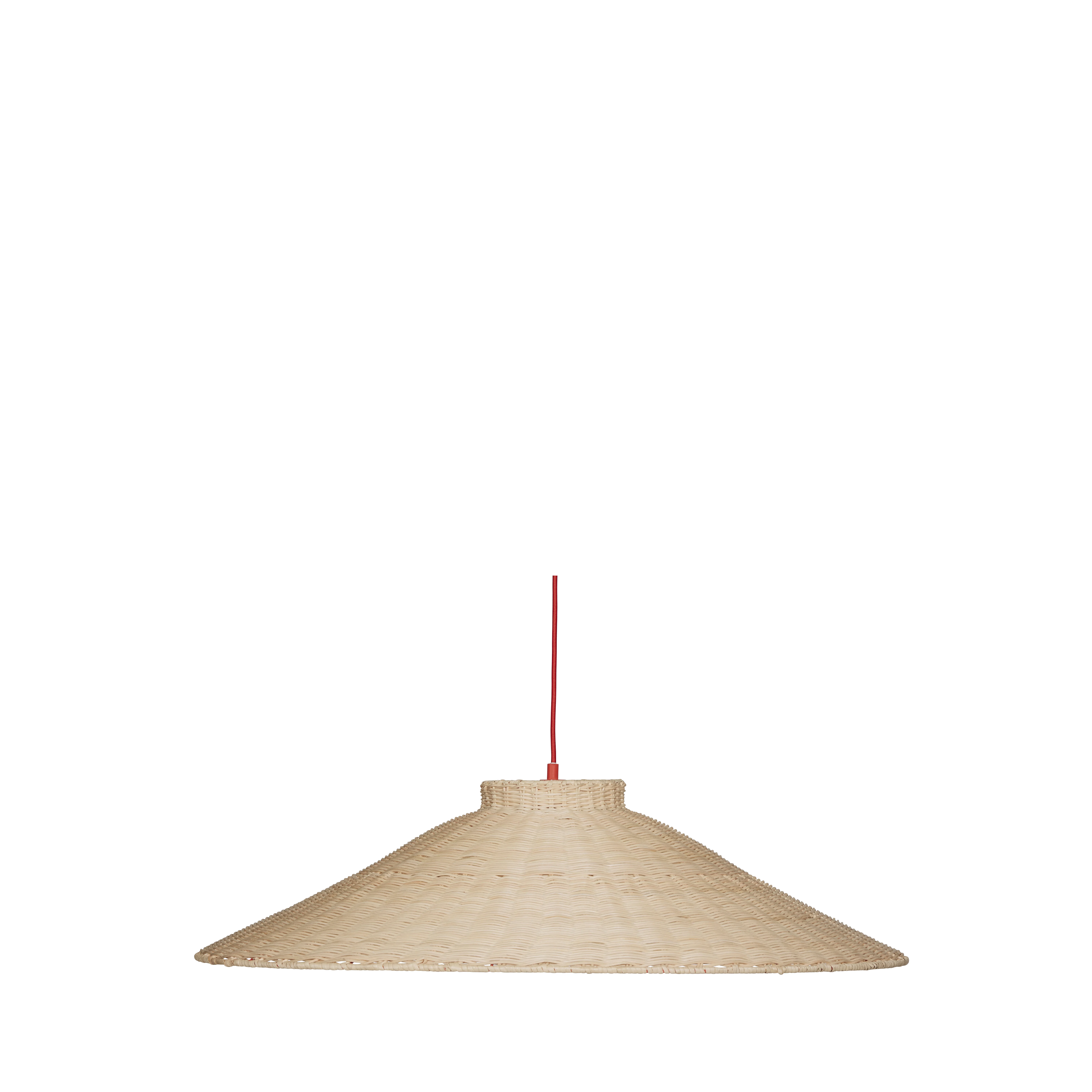 Hübsch – Chand Pendellampe Trapes – Ø80 cm – Rød & Natur – Gratis frakt v:5219960