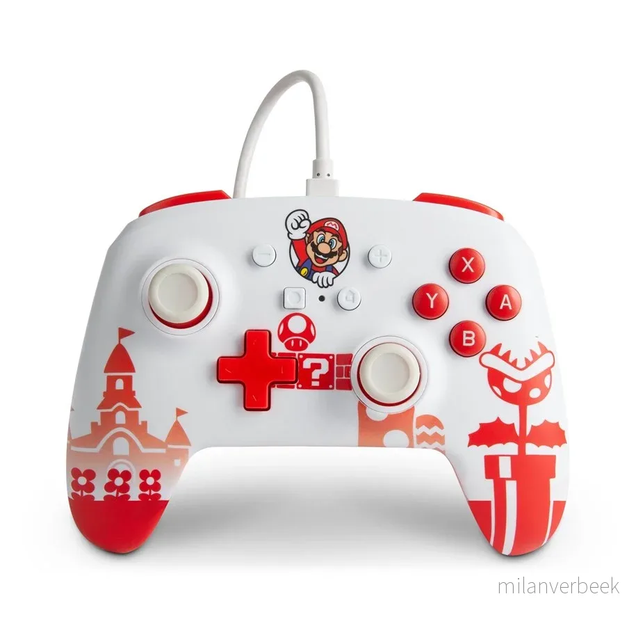 PowerA Enhanced Wired Controller – Mario Red/White/ Nintendo Switch - Nintendo Switch - Mario Red/White - Engelsk - Standard v:9552503