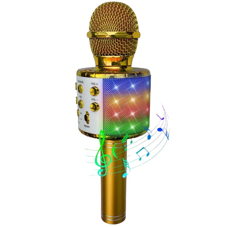 Party Fun Lights – Karaoke Microphone with Speaker – Gold (605602) v:4609301