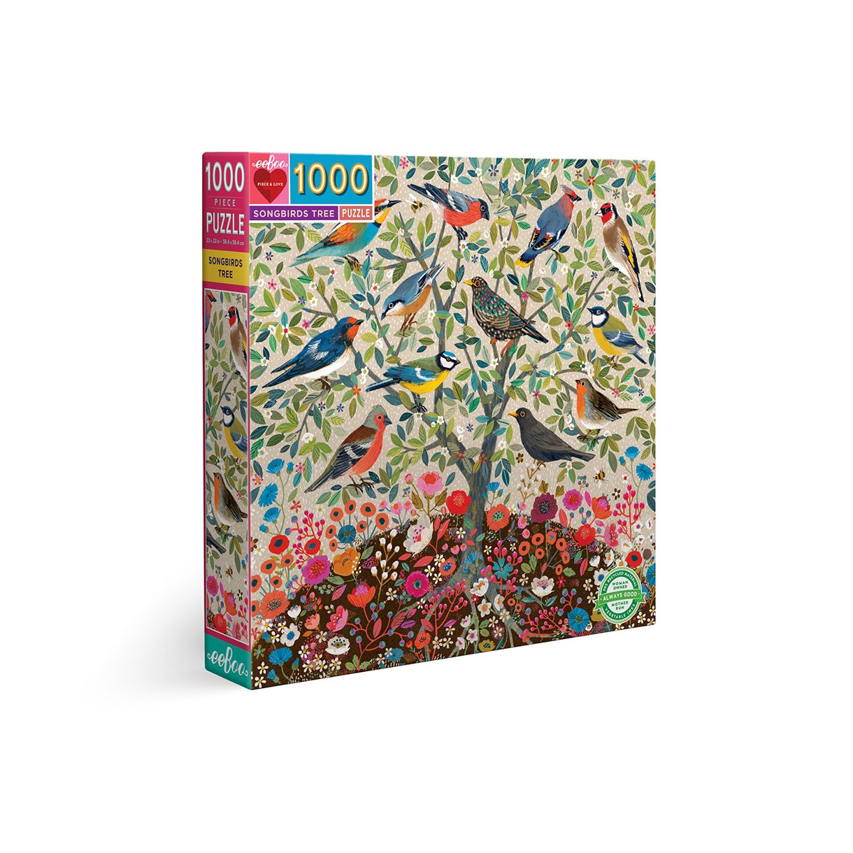 eeBoo - Puslespill - Tre med sangfugler, 1000 biter v:2761042
