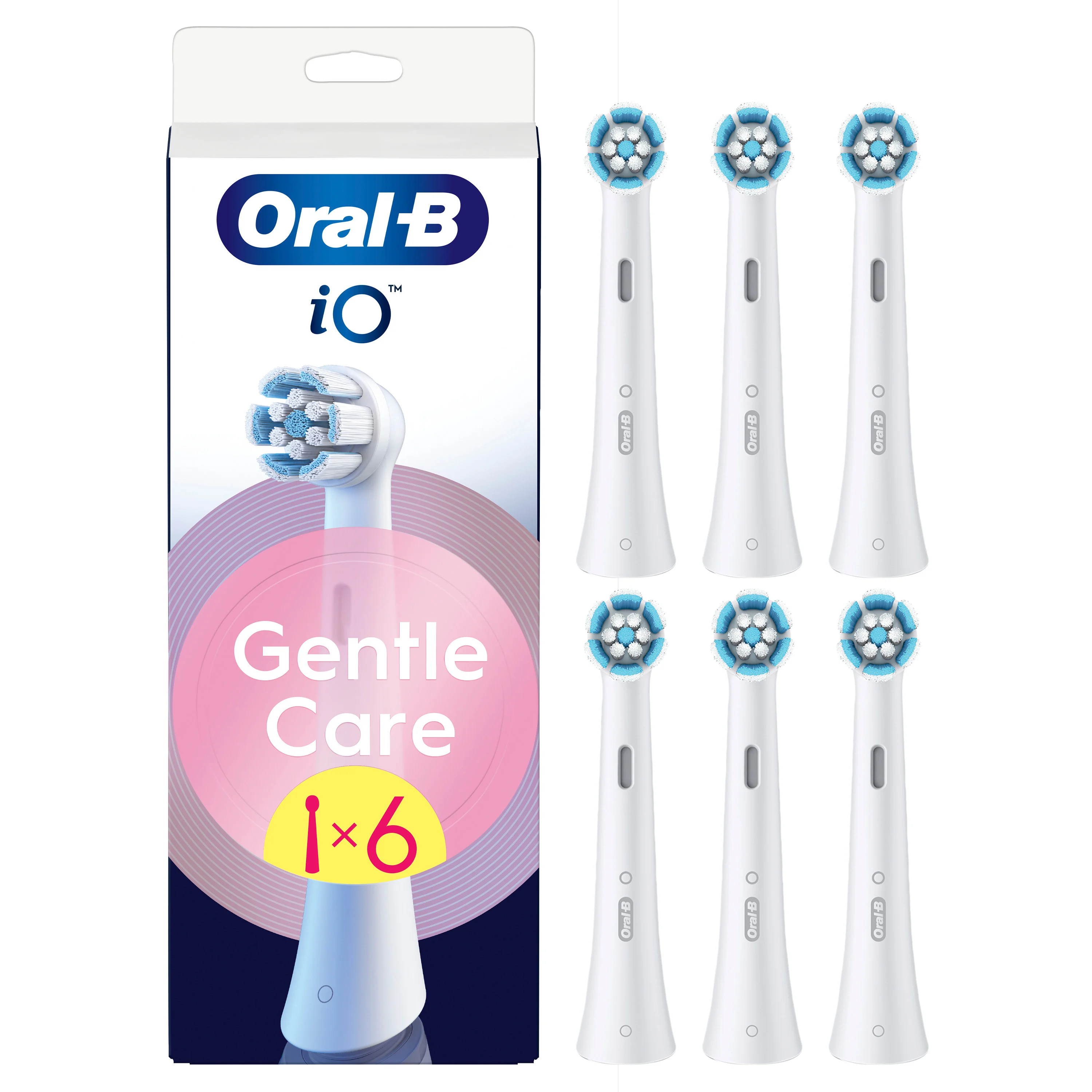 Oral B - iO Gentle Care Børstehoder - Hvit - 6 stk - Gratis frakt v:3221402