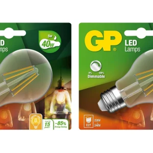 GP – LED Lamp Classic Filament, E27, DIM, 5W (40W), 470lm I Bundle (2 Pcs) v:4388003 GP – LED Lamp Classic Filament, E27, DIM, 5W (40W), 470lm I Bundle (2 Pcs) v:4388003