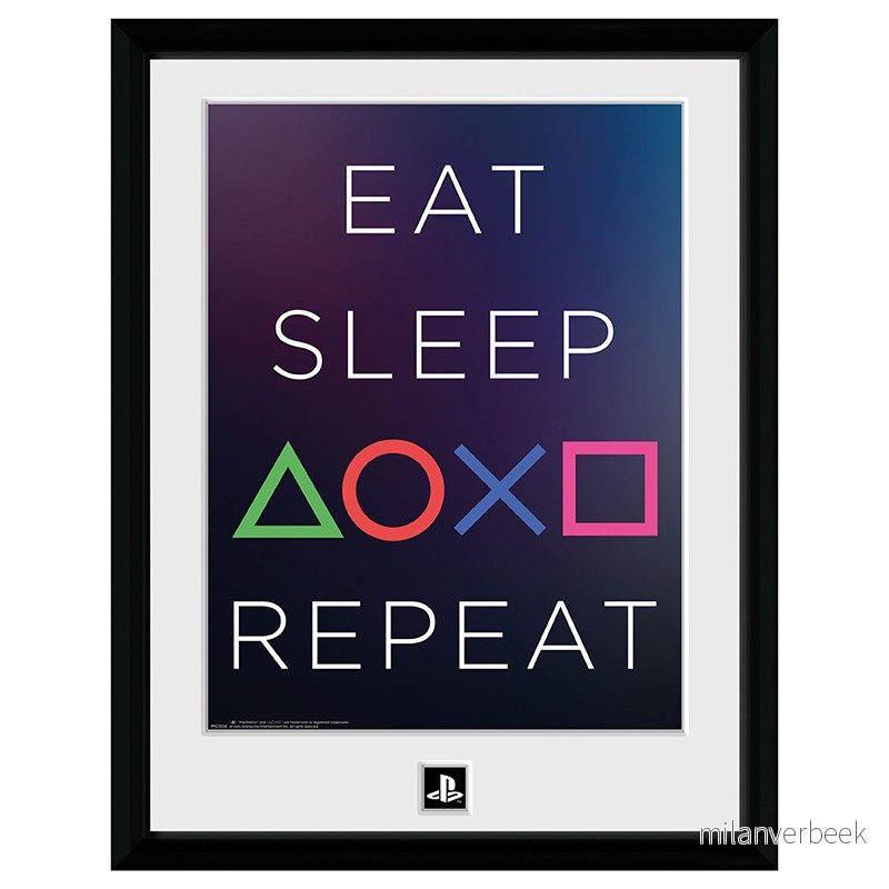 PLAYSTATION – Framed print "Eat Sleep Repeat" (30×40) v:7503891