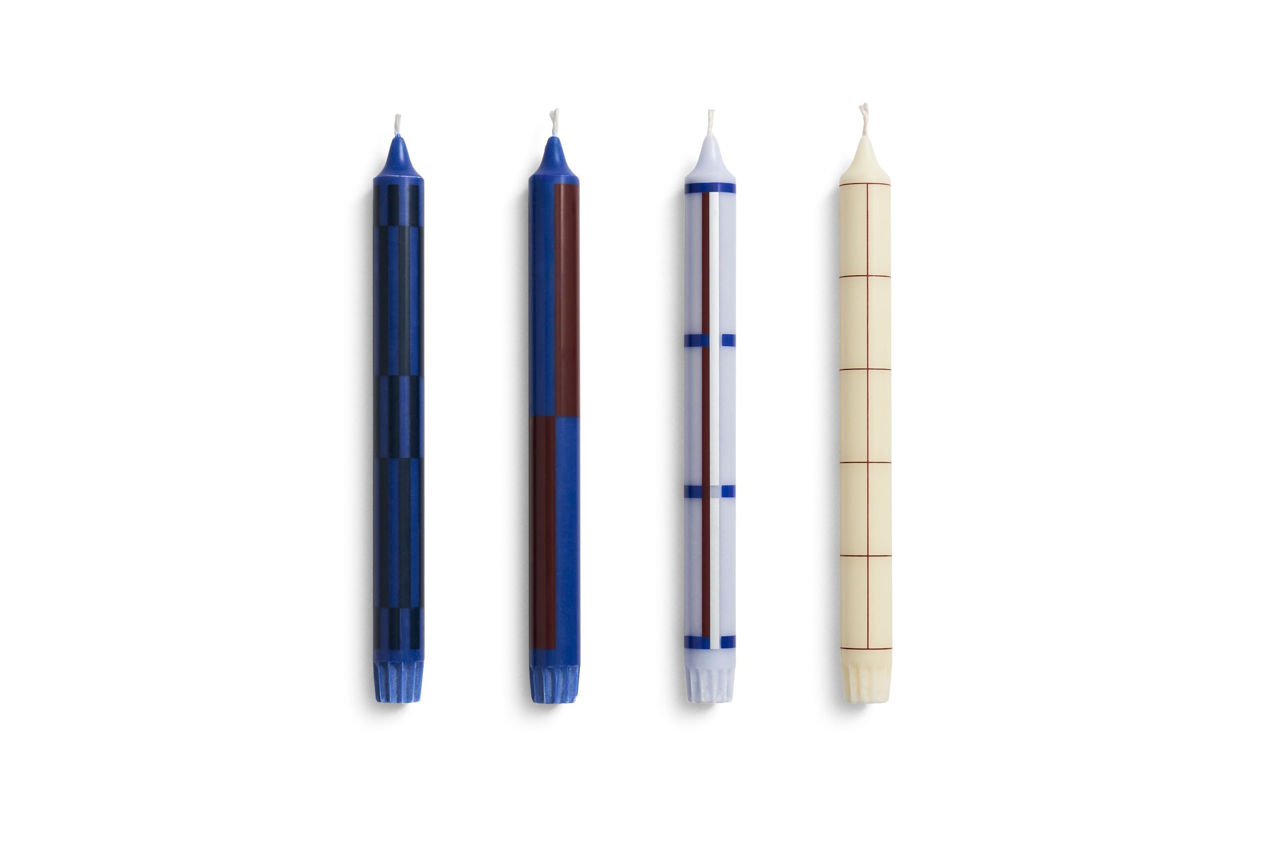 HAY – Mønstrede Lys – H24 cm – Blå & Sølv – Sett med 4 – Blue & Silver v:9238774 HAY – Mønstrede Lys – H24 cm – Blå & Sølv – Sett med 4 – Blue & Silver v:9238774