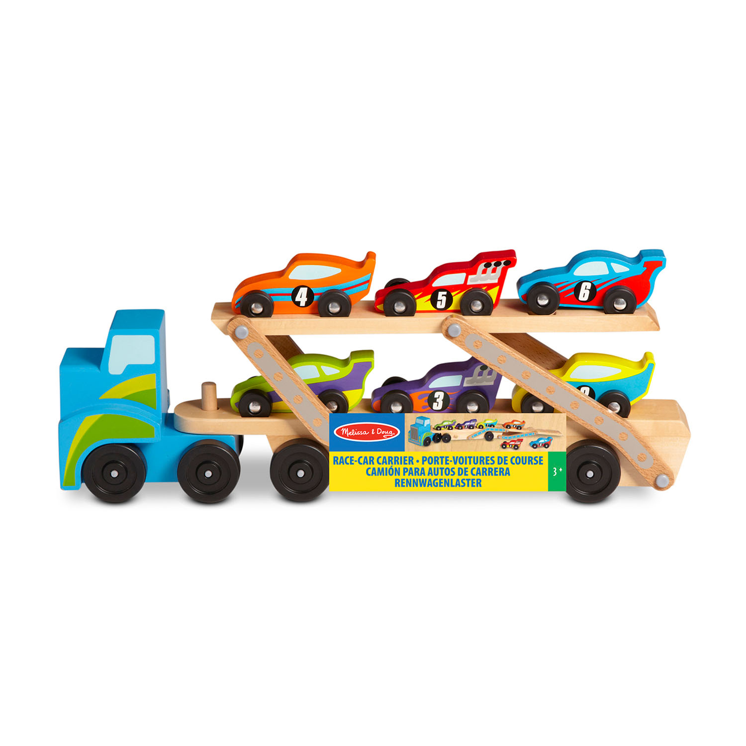 Melissa & Doug - Kjøretøy Wooden Vehicles Car Carrier Mega Race Car v:4619049