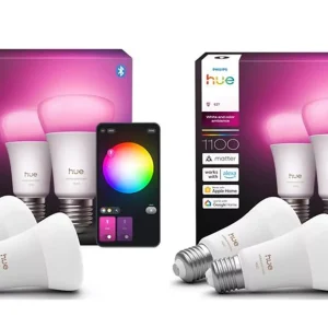 Philips Hue – E27 Color A60 Bulbs 4-Pack (2×2) – 1100lm White & Color Ambiance – Bundle – Gratis frakt v:1611743 Philips Hue – E27 Color A60 Bulbs 4-Pack (2×2) – 1100lm White & Color Ambiance – Bundle – Gratis frakt v:1611743