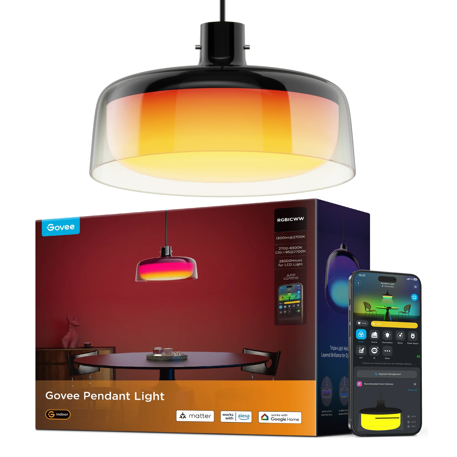Govee Pendant Light Smart Pendellampe – Gratis frakt v:7571110