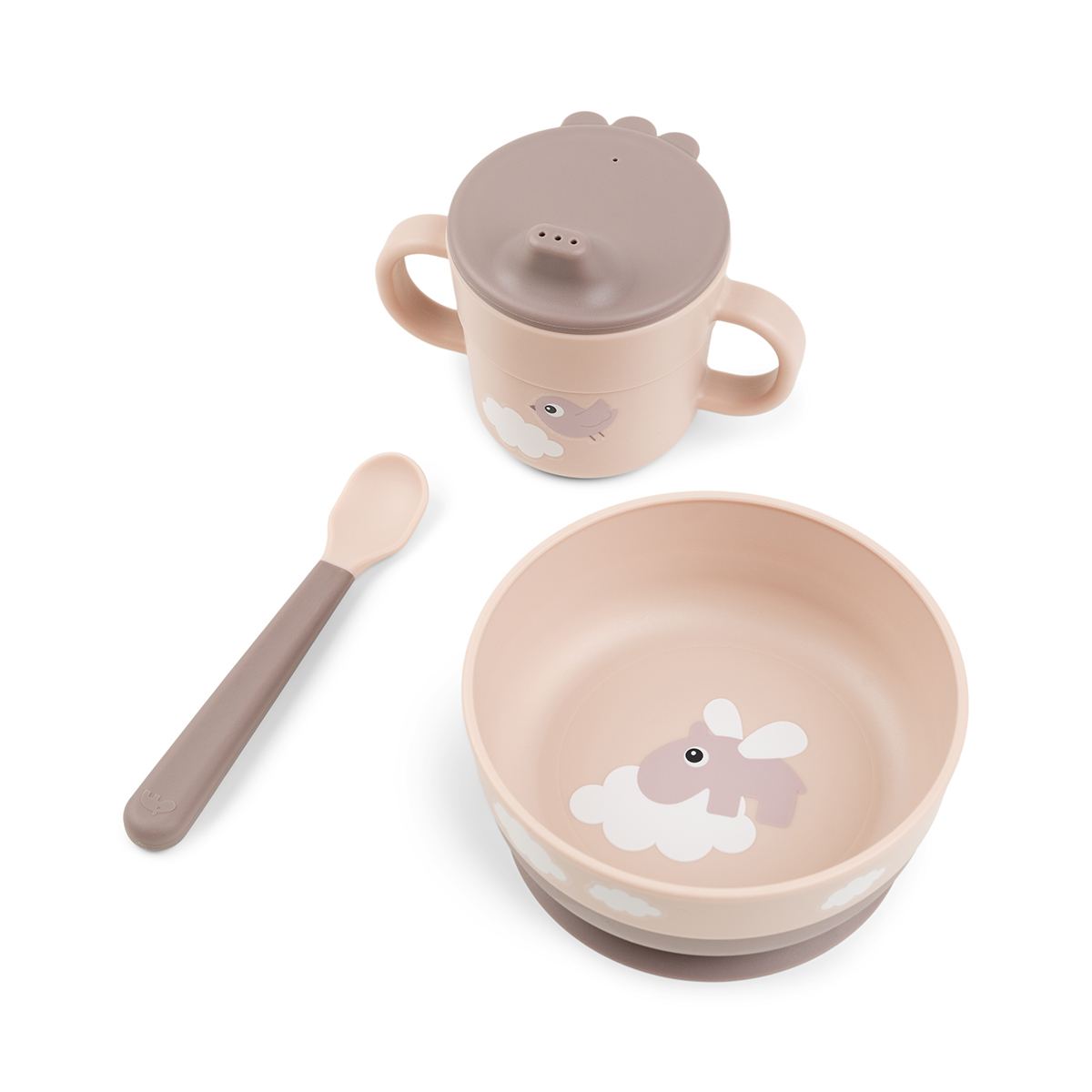 Done by Deer – Foodie first meal set with suction – Happy clouds Powder – Bowl: 12.5 x H 5.5 cm, Cup: 8 x H 9 cm, Spoon: 14 cm v:9647963 Done by Deer – Foodie first meal set with suction – Happy clouds Powder – Bowl: 12.5 x H 5.5 cm, Cup: 8 x H 9 cm, Spoon: 14 cm v:9647963