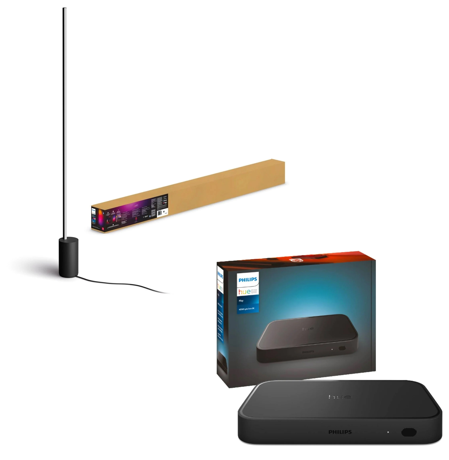 Philips Hue Sync Box Gen 2 (8K) + Signe Gradient Gulvlampe – Svart Pakke - Gratis frakt v:3238689