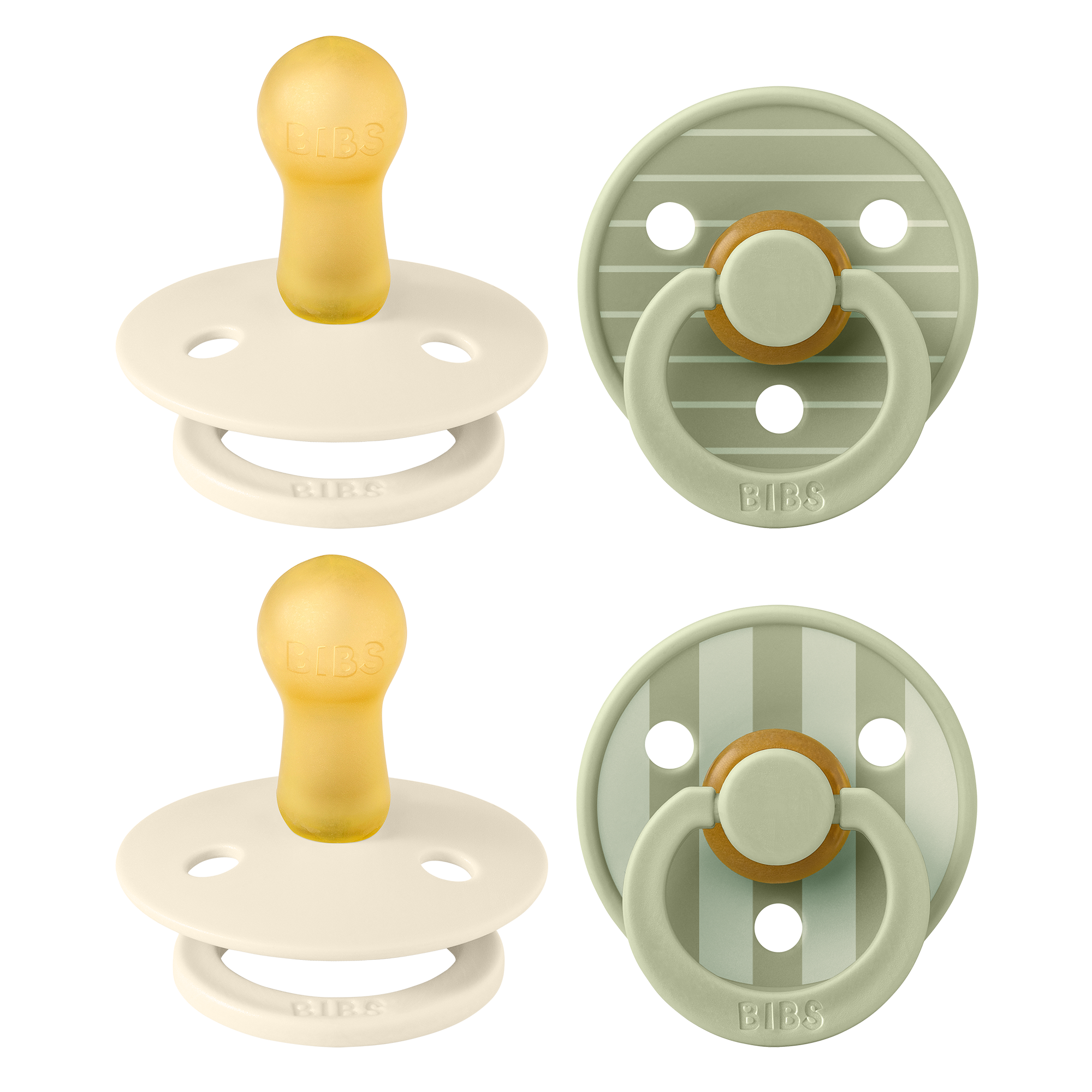 BIBS - Pacifier Studio Colour 4 Pack - Pin Ivory Vanilla Mix/Pin Sage Mix - Size 2 v:7082395