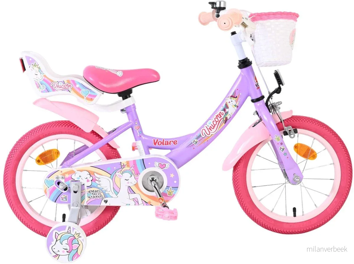 Volare – Children's Bicycle 14" – Unicorn Purple (61479) – Gratis frakt v:1638166
