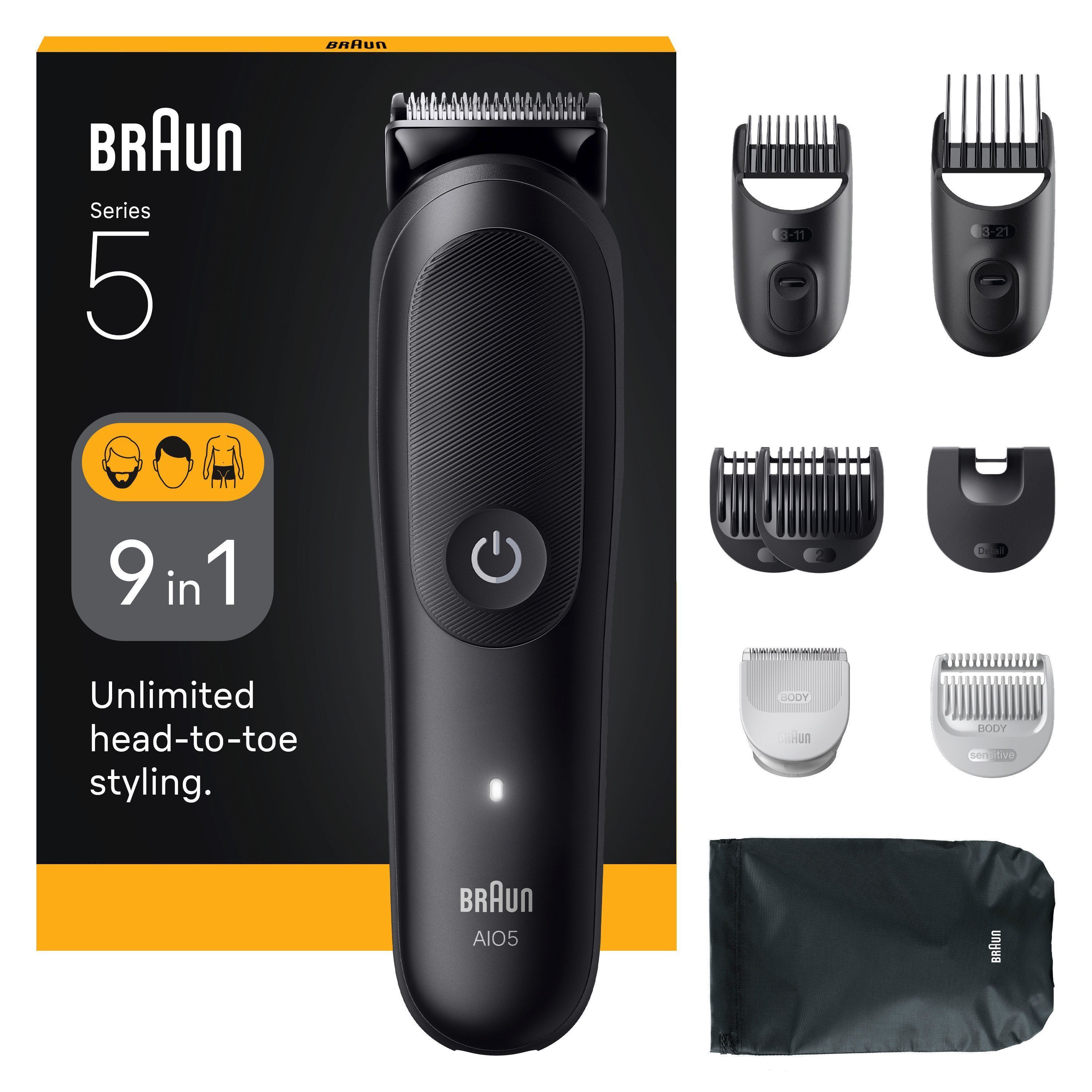 Braun – All-in-One-Sett Series 5, 9-i-1 Grooming, AIO5540 – Sort – Gratis frakt v:3638455 Braun – All-in-One-Sett Series 5, 9-i-1 Grooming, AIO5540 – Sort – Gratis frakt v:3638455