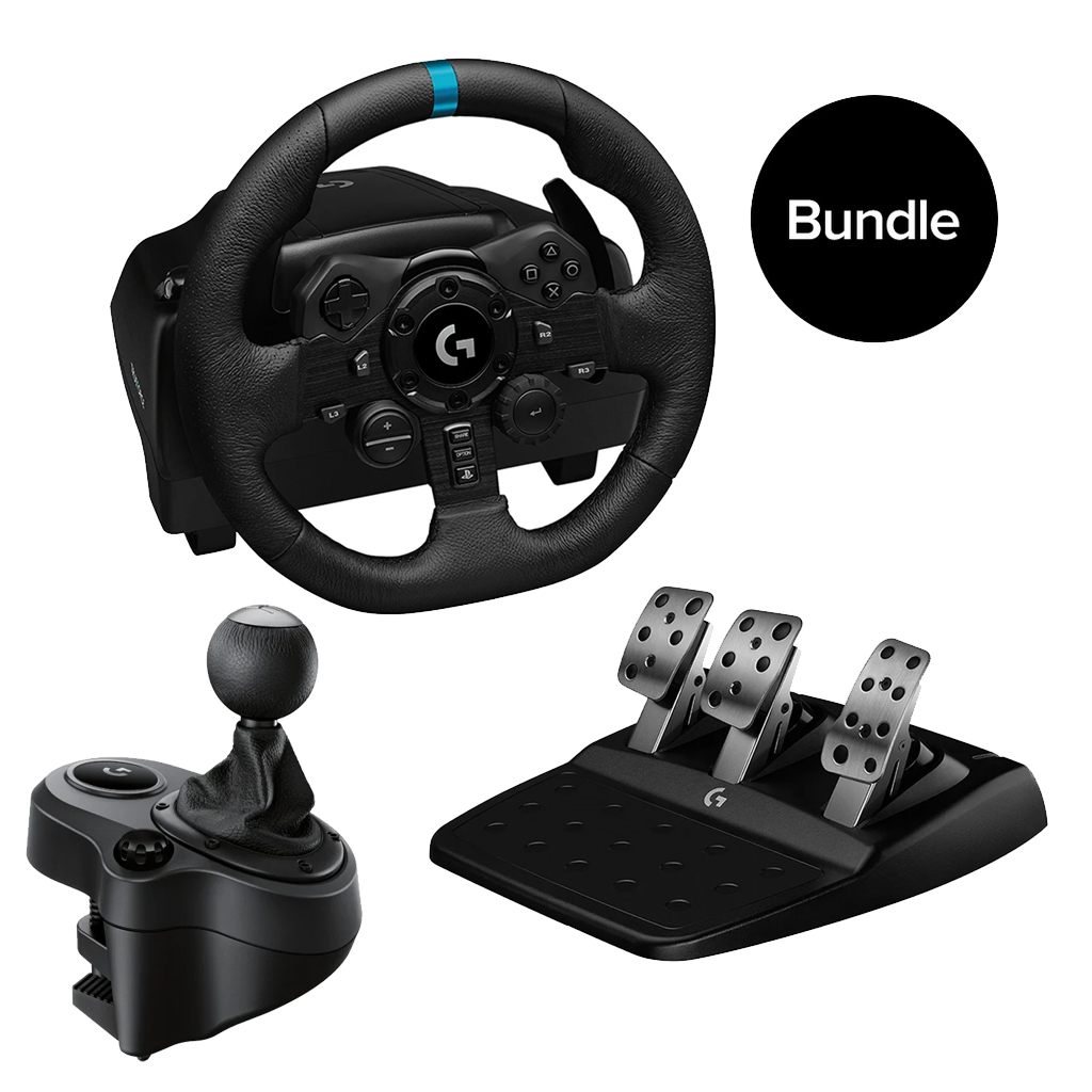 Logitech – G923 Racing Wheel and Pedals & Logitech – Driving Force Shifter for PS5, PS4 and PC – USB – Bundle – Gratis frakt v:6856273