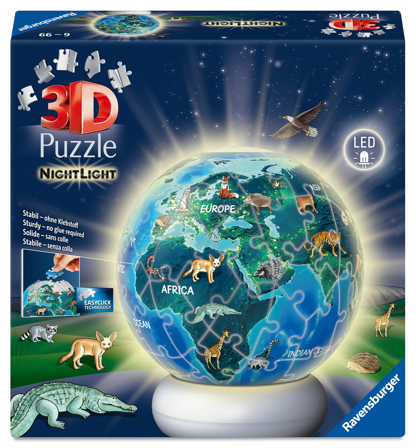 Ravensburger - Nattlampel Nattlampe Jorden om natten 72p v:6636426