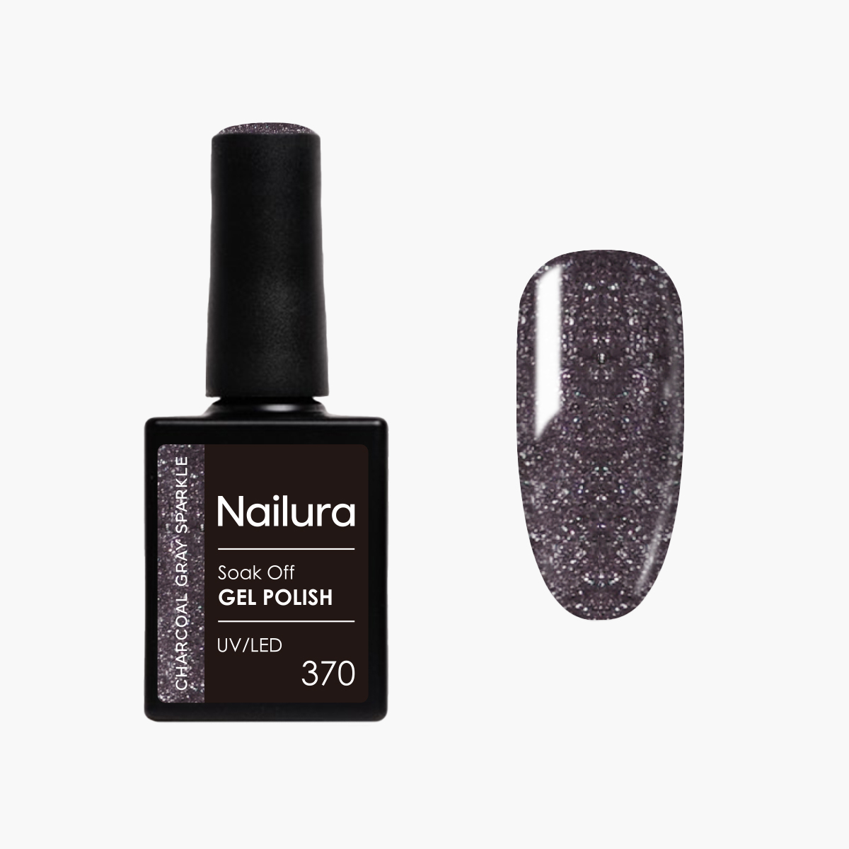 Nailura - Gel Polish 370 - Charcoal Gray Sparkle - 10 ml - Charcoal Gray Sparkle v:1907274