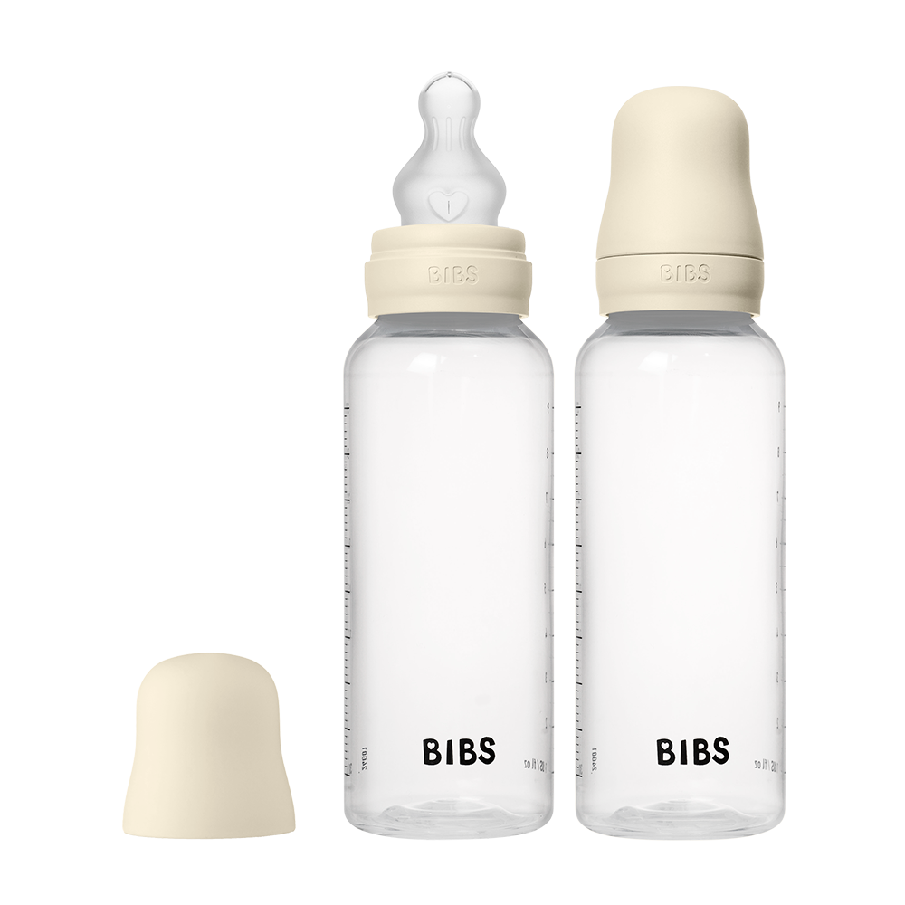 BIBS - Baby Bottle Round Silicone 2 Pack Medium Flow - Ivory - 270 ml v:9852670