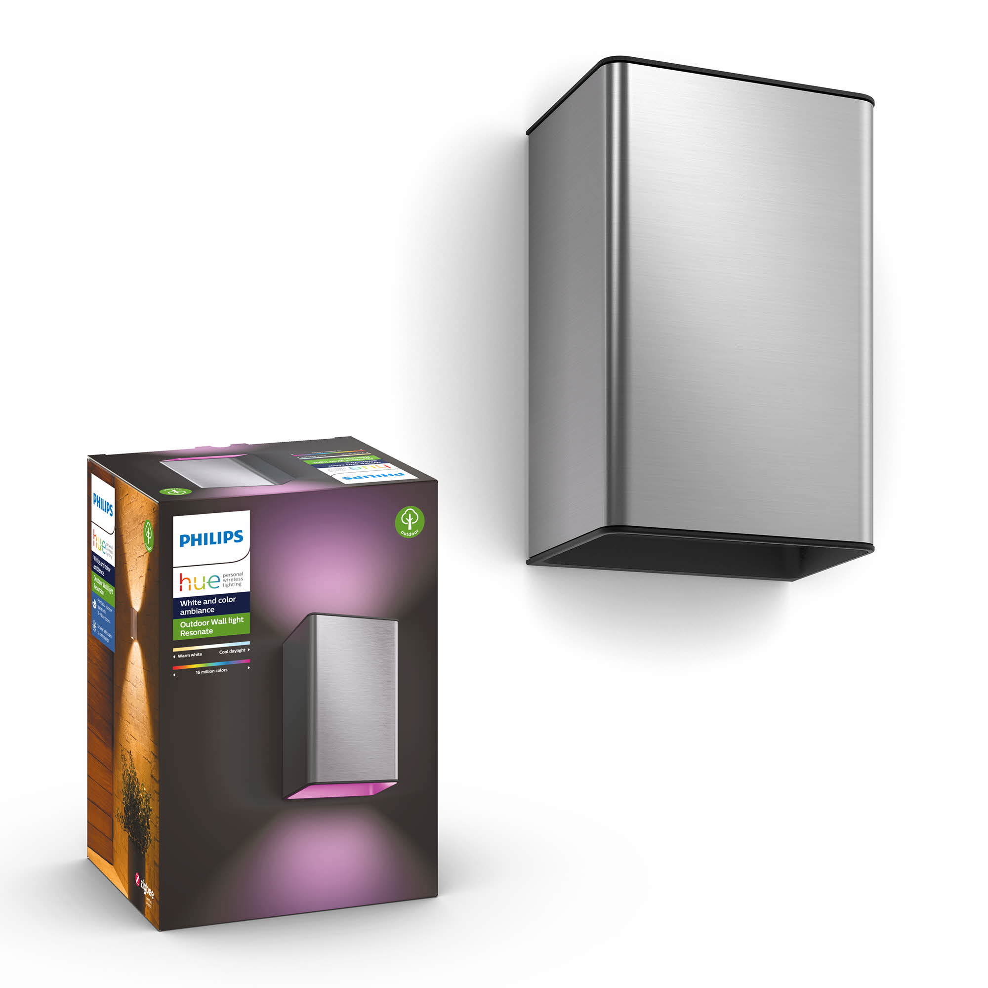 Philips Hue – Resonate Vegglampe – Hue Utendørs – Inox – White & Color Ambiance – Gratis frakt v:8047108