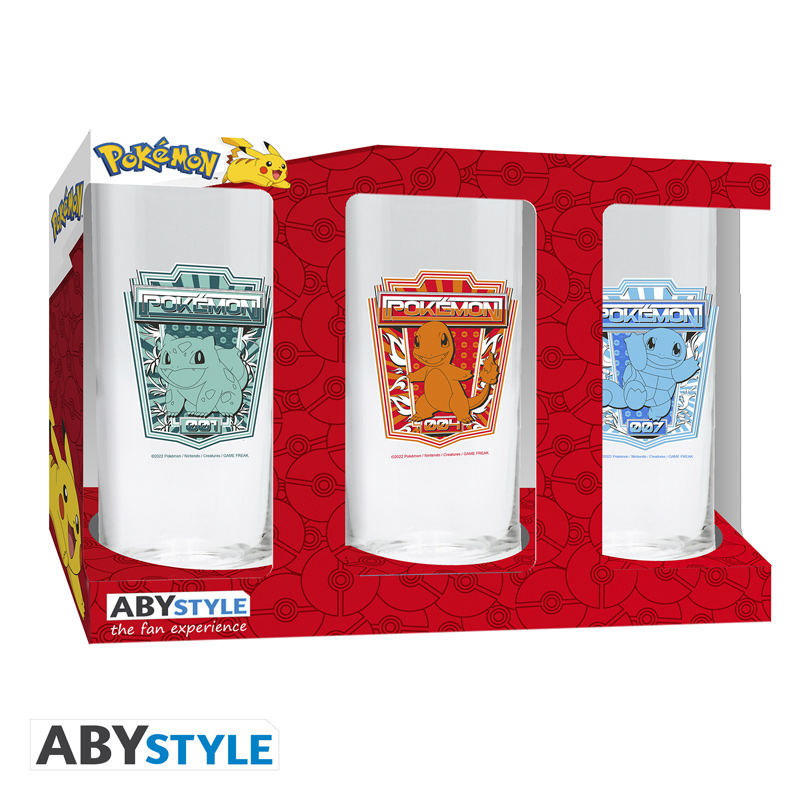 Pokemon Glass Set - 3 x 14cm Height, 6cm Diameter v:2852483