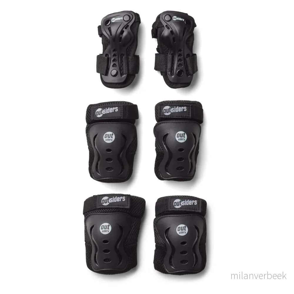 Outsiders - Deluxe Safety Equipment Set - Wrist, Knee, Elbow (S) - Black - S v:2244556