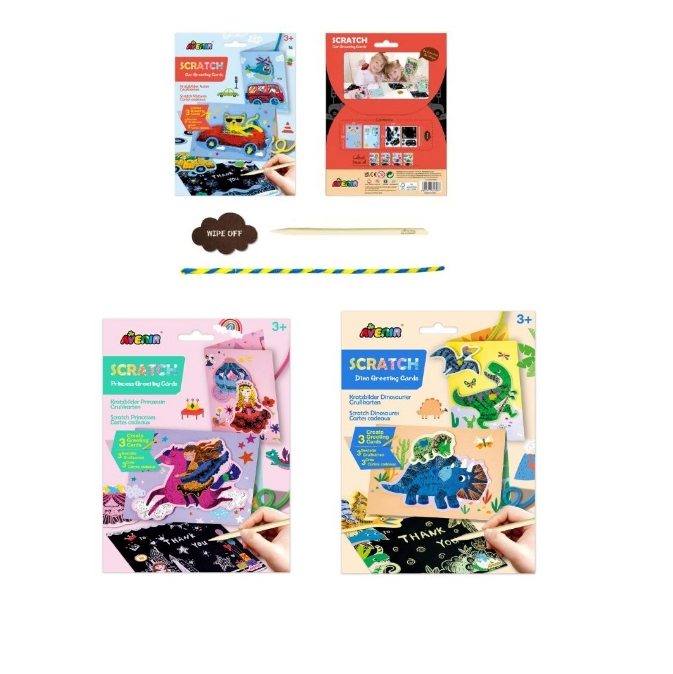 Avenir - Scratch Greeting Card - Cars + Princesses + Dinos (Bundle) v:8747650