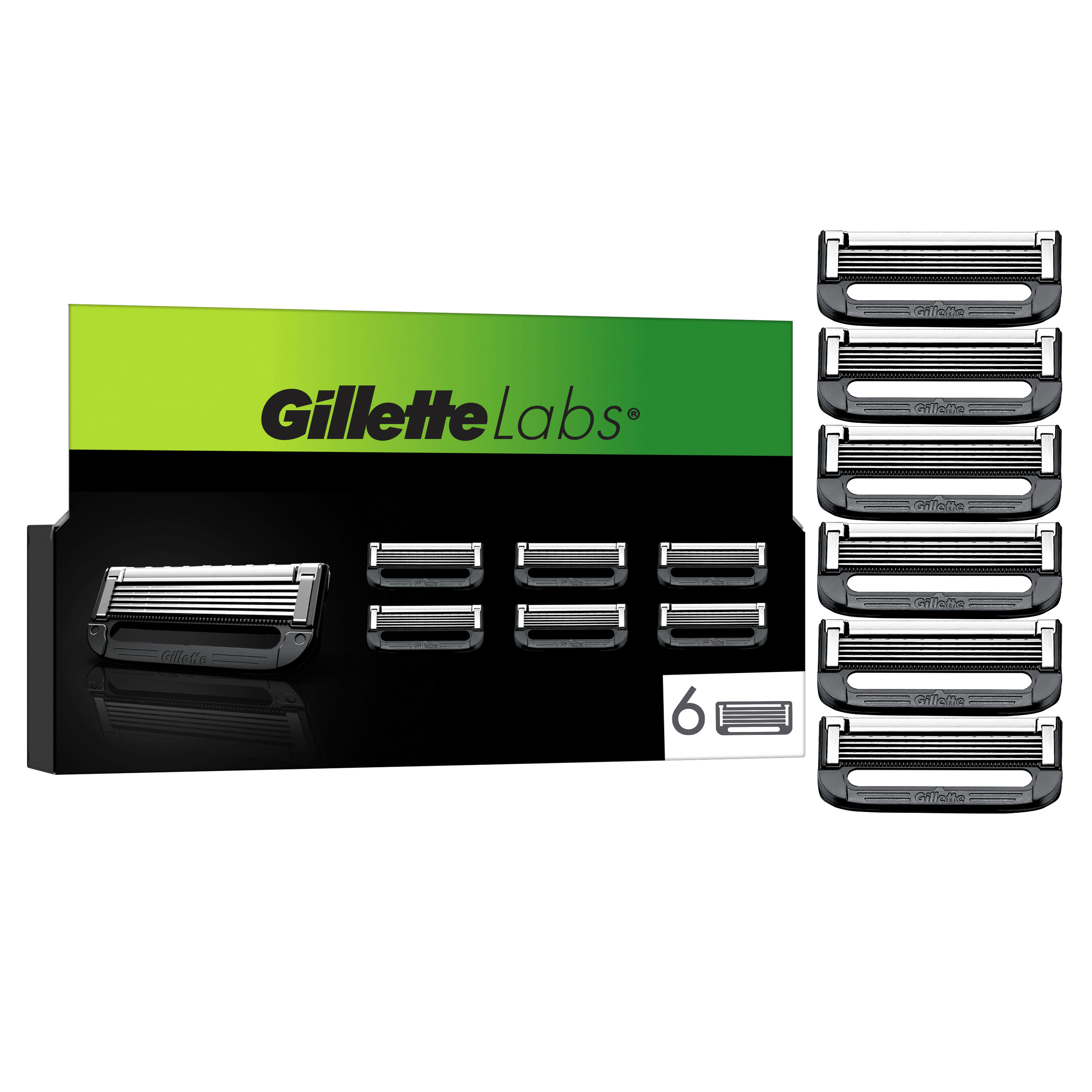 Gillette - GilletteLabs barberblader - Grønn/Sort - 6 stk v:2363475